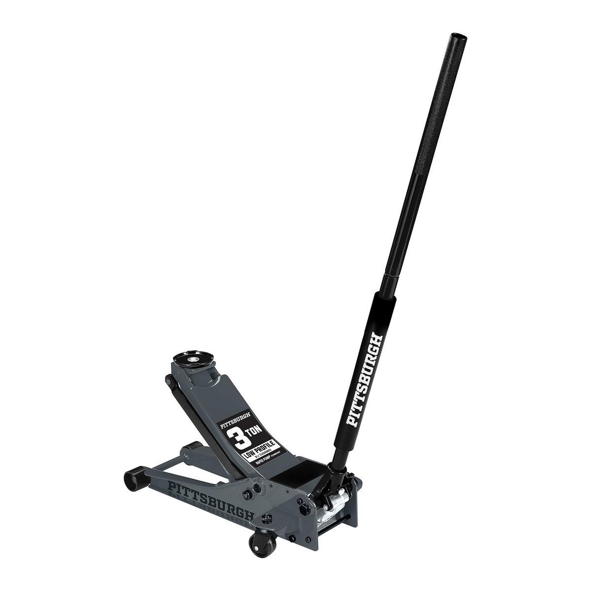 2025 PITTSBURGH Gato hidráulico de piso de perfil bajo de 3 toneladas con bomba RAPID PUMP, color gris pizarra