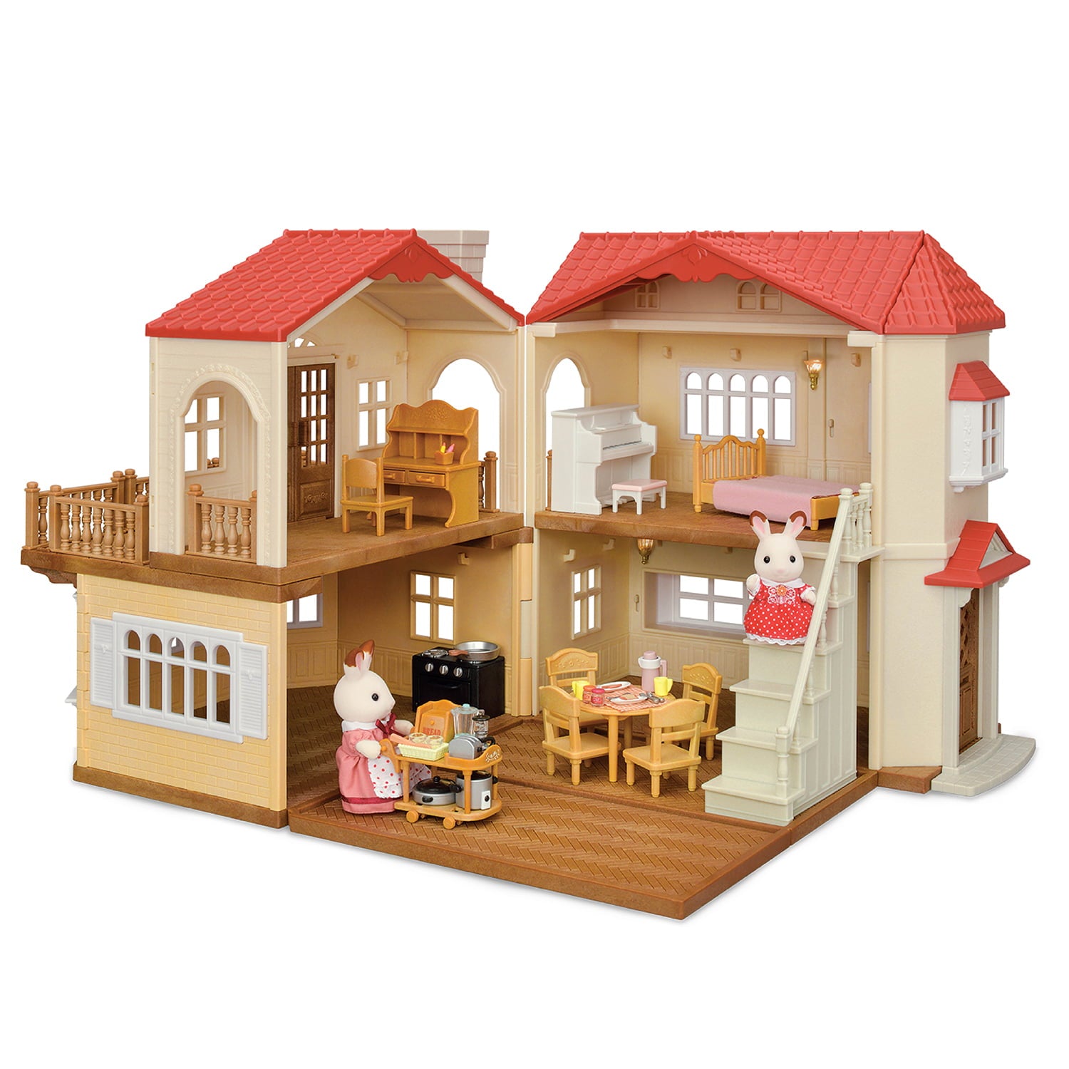 Calico Critters Casa de Campo con Techo Rojo – Casa de Muñecas con Figuras, Muebles y Accesorios