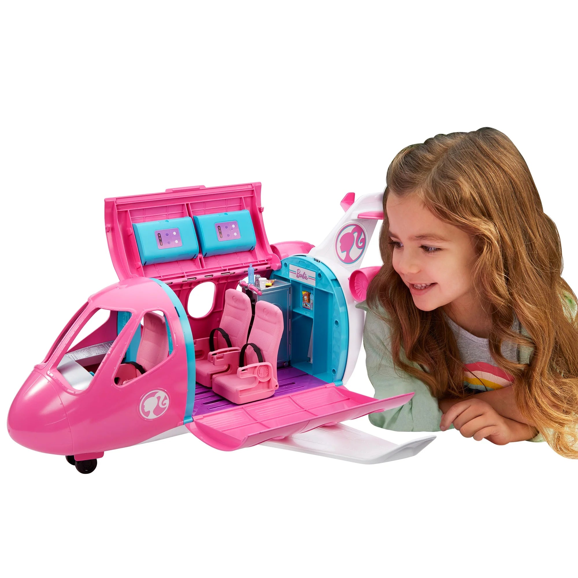Set de Juego Avión Barbie Dreamplane con Perrito y Carrito de Snacks, más de 15 Accesorios