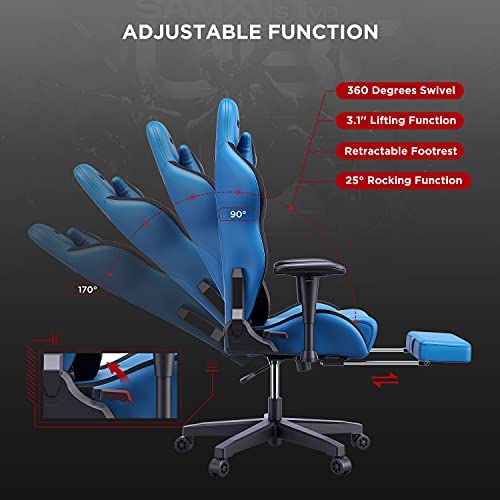 Silla de Oficina Gaming AutoFull con Soporte Lumbar Ergonómico, Estilo Racing, Cuero PU, Alta Respalda, Silla Giratoria Ajustable para PC