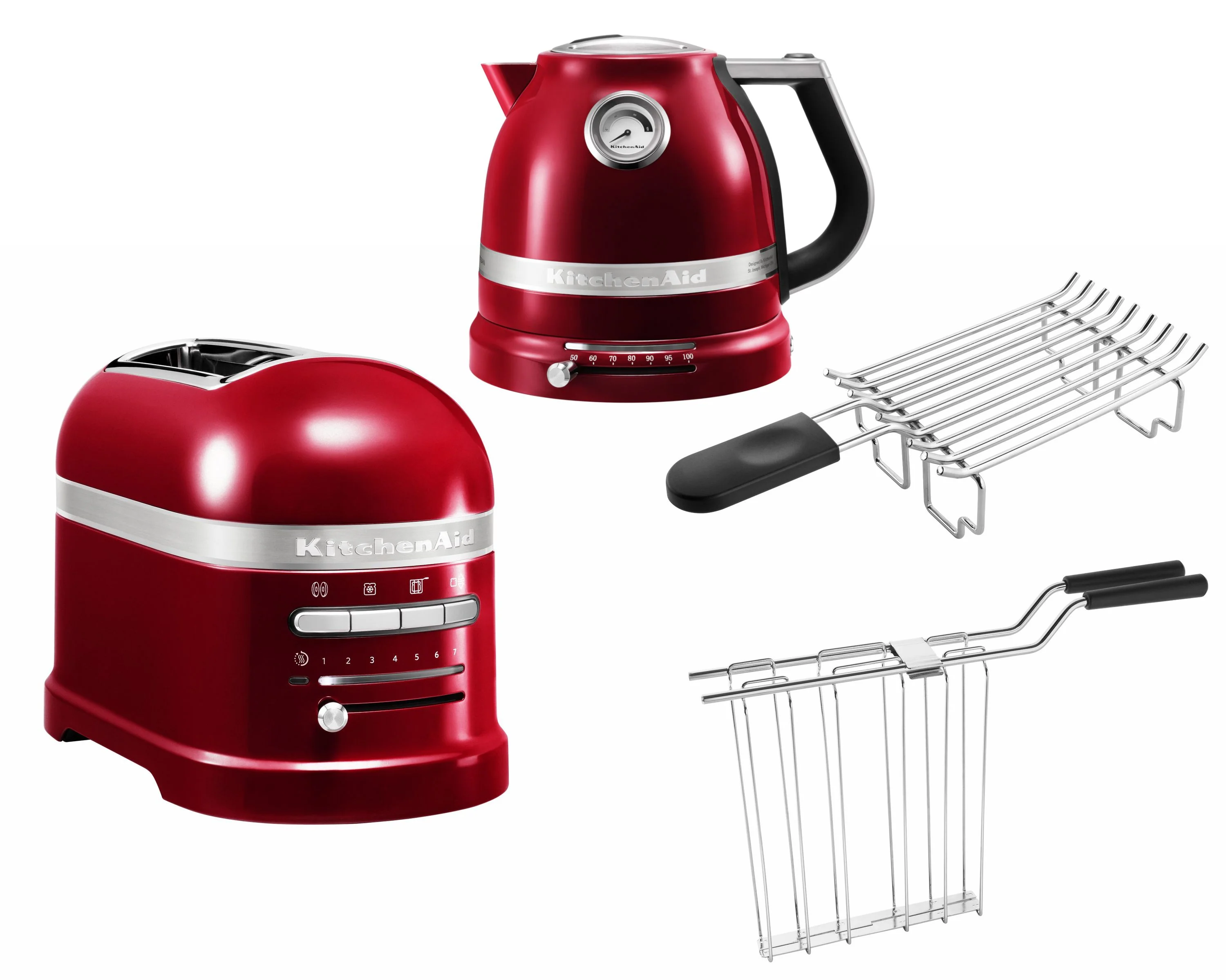 2025 Set de desayuno KitchenAid Artisan con hervidor 5KEK1522, tostadora de 2 ranuras 5KMT2204 y soporte para panecillos