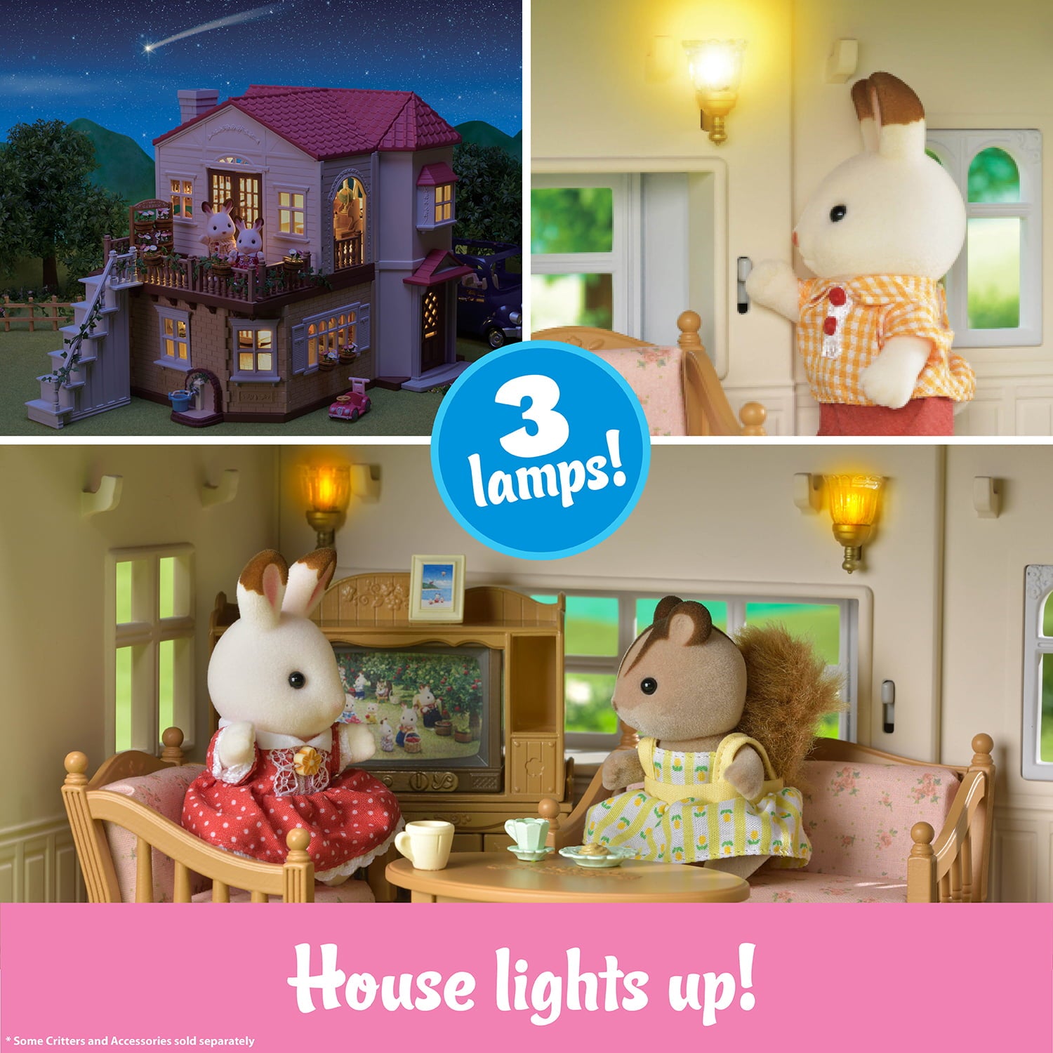 Calico Critters Casa de Campo con Techo Rojo – Casa de Muñecas con Figuras, Muebles y Accesorios