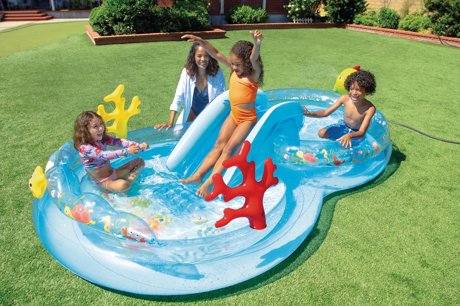 Intex Área de Juego Inflable Jungle Adventure – Piscina con Tobogán y Juegos de Agua para Niños