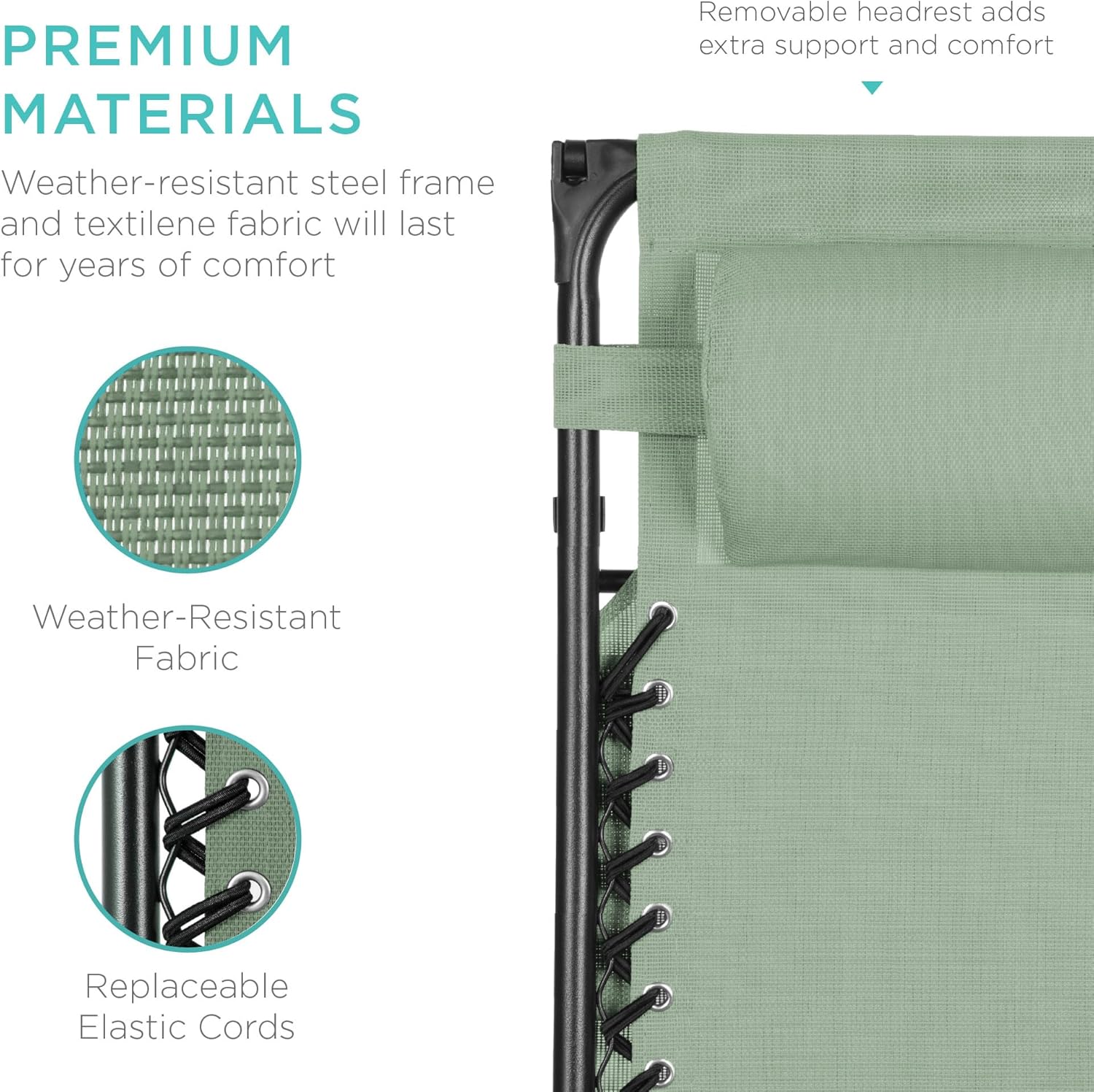 Best Choice Products – Silla Reclinable de Patio con Gravedad Cero, Ajustable y Plegable para Exteriores con Dosel, Almohada Cervical y Bandeja Lateral, Textileno – Azul Pavo Real