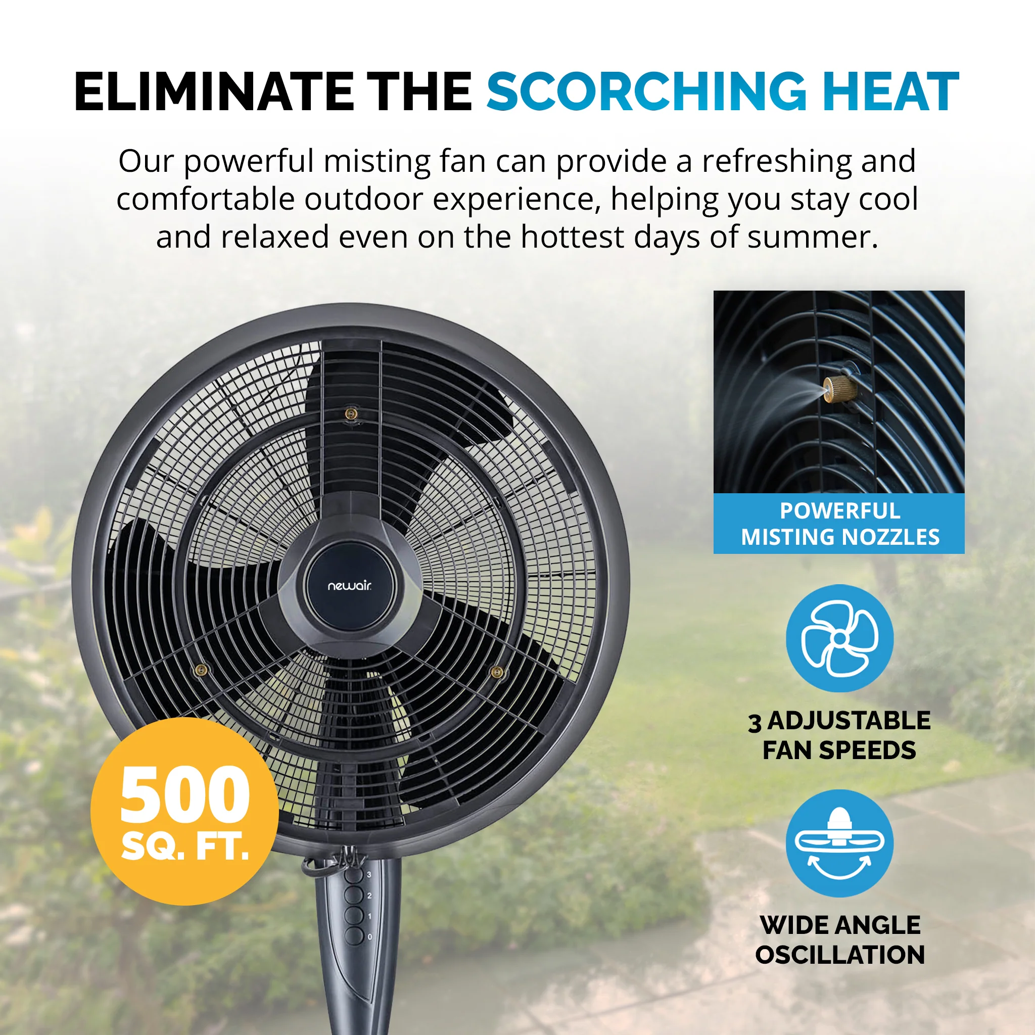 2025 Ventilador Nebulizador para Exteriores Newair – 1,600 CFM