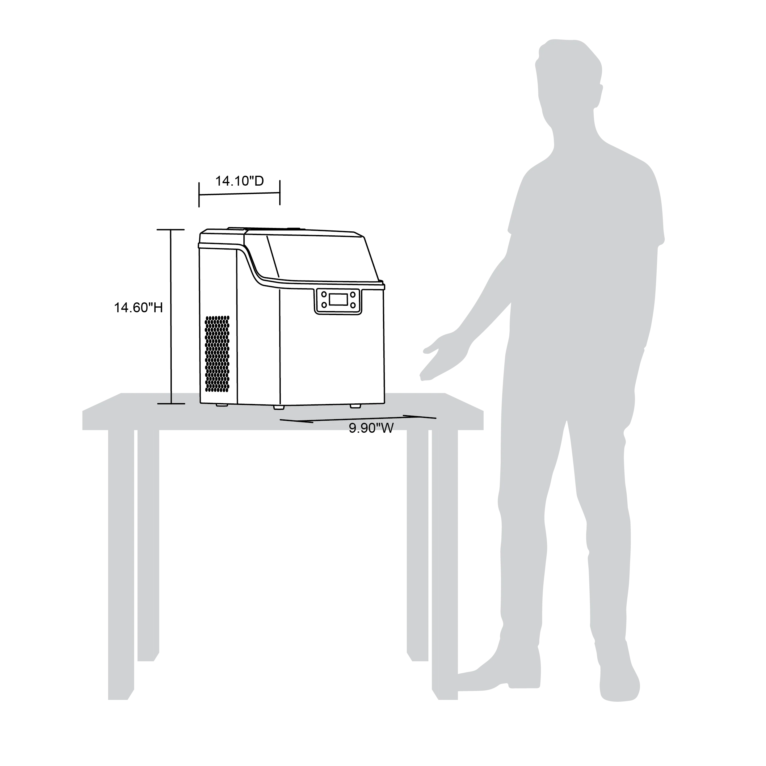 2025 Máquina de hielo de mostrador Newair® – Hielo transparente, 20 kg/día – Acero inoxidable