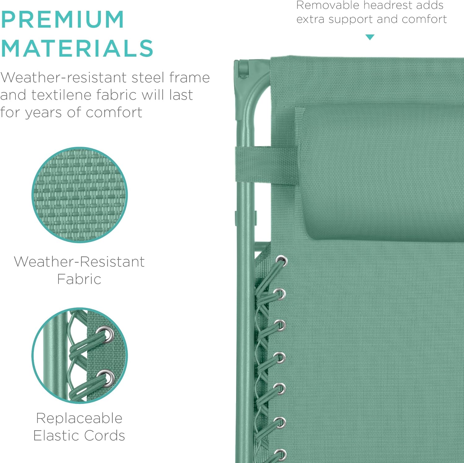 Best Choice Products – Silla Reclinable de Patio con Gravedad Cero, Ajustable y Plegable para Exteriores con Dosel, Almohada Cervical y Bandeja Lateral, Textileno – Azul Pavo Real