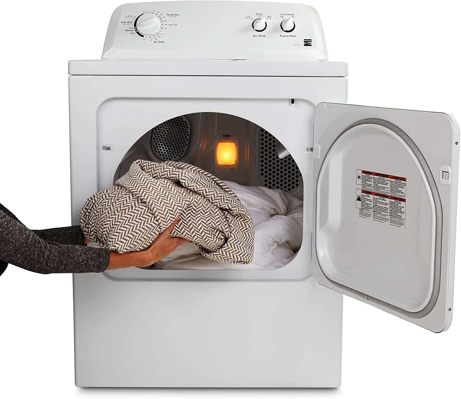 Secadora Eléctrica Kenmore de Carga Frontal de 29″ con Tecnología Wrinkle Guard y Capacidad Total de 7.0 Pies Cúbicos, Blanco