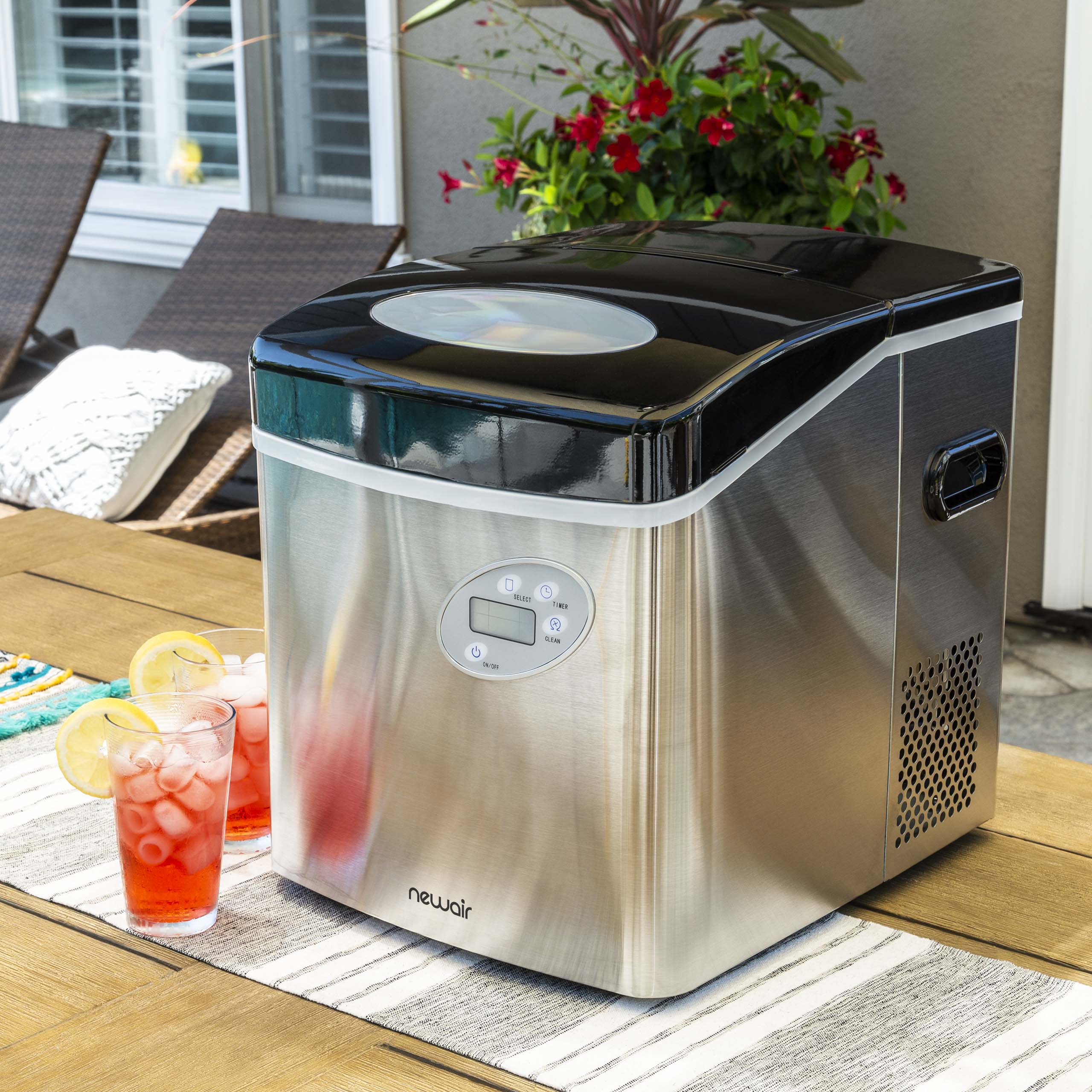 2025 Máquina de Hielo de Encimera Newair® – Cubos de Hielo en Forma de Bala, Rojo