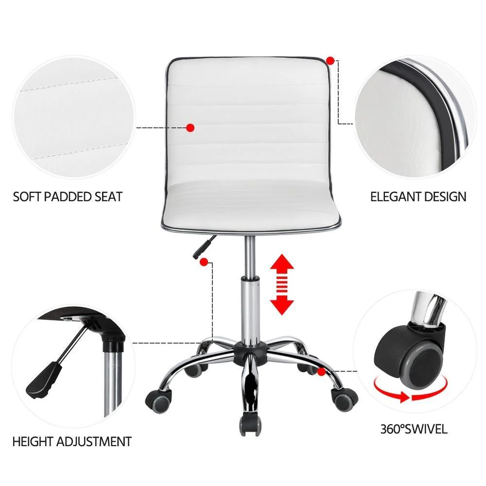 Silla de Oficina Yaheetech de Cuero PU, Respaldo Bajo, Altura Ajustable 41,5-56,5 cm