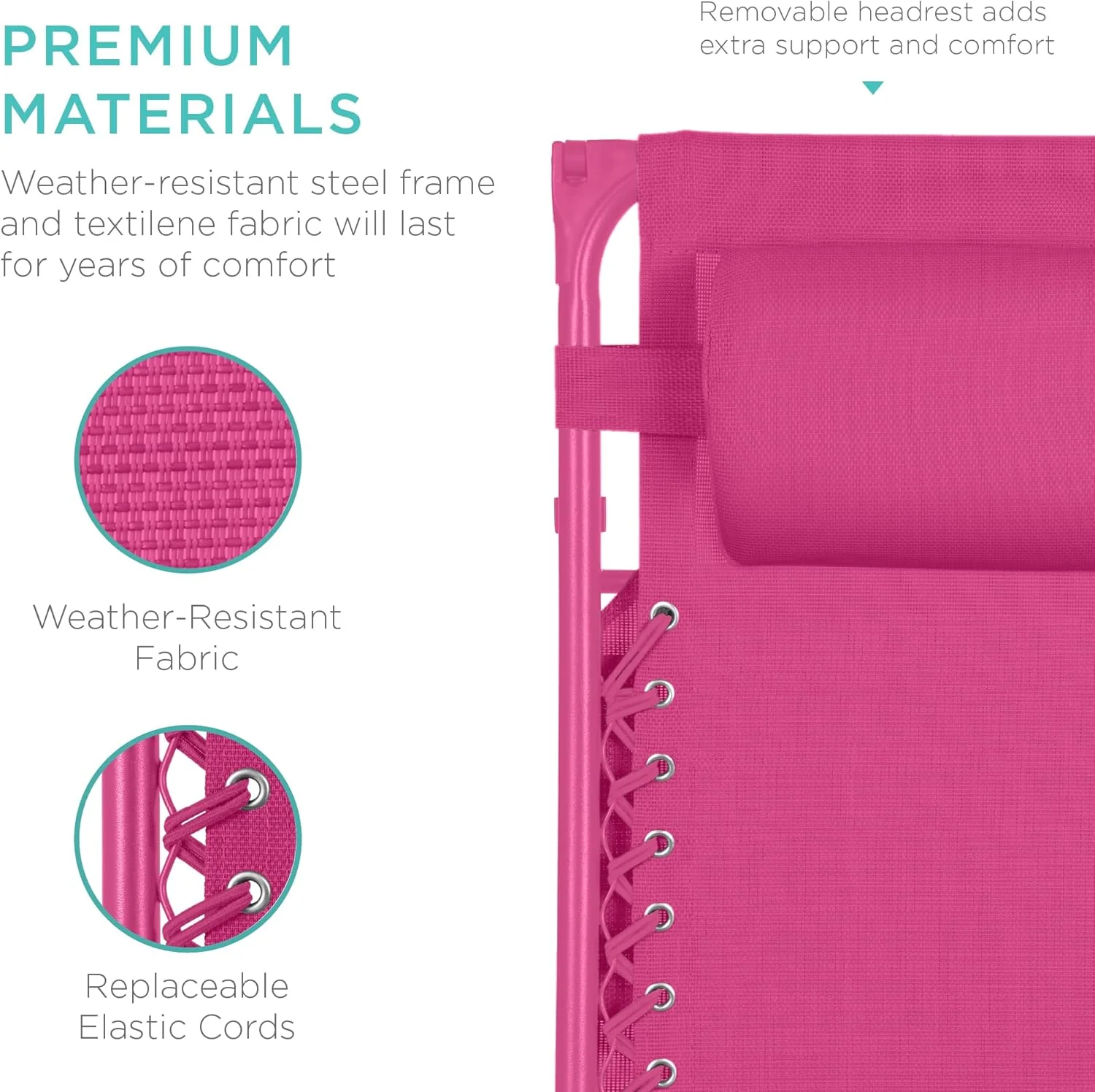 Best Choice Products – Silla Reclinable de Patio con Gravedad Cero, Ajustable y Plegable para Exteriores con Dosel, Almohada Cervical y Bandeja Lateral, Textileno – Azul Pavo Real