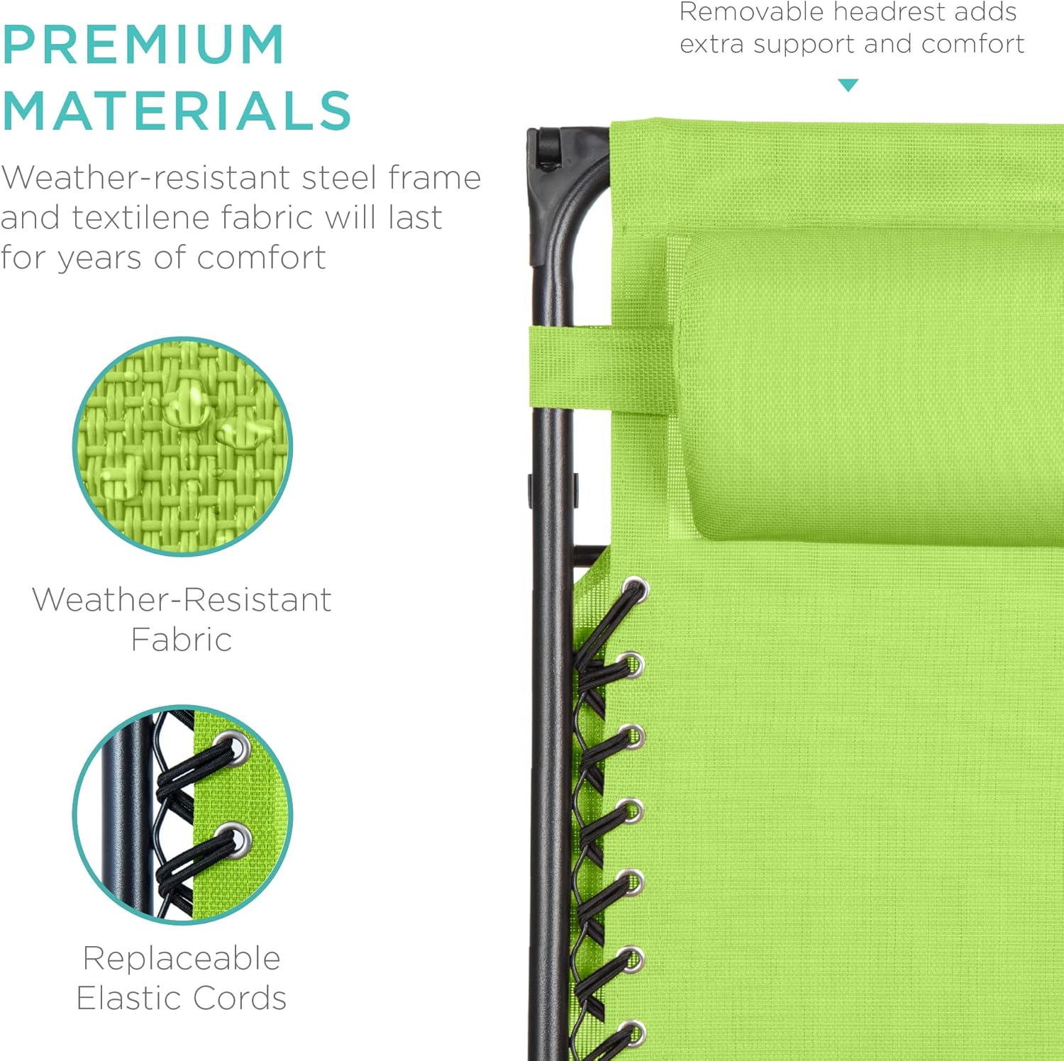 Best Choice Products – Silla Reclinable de Patio con Gravedad Cero, Ajustable y Plegable para Exteriores con Dosel, Almohada Cervical y Bandeja Lateral, Textileno – Azul Pavo Real