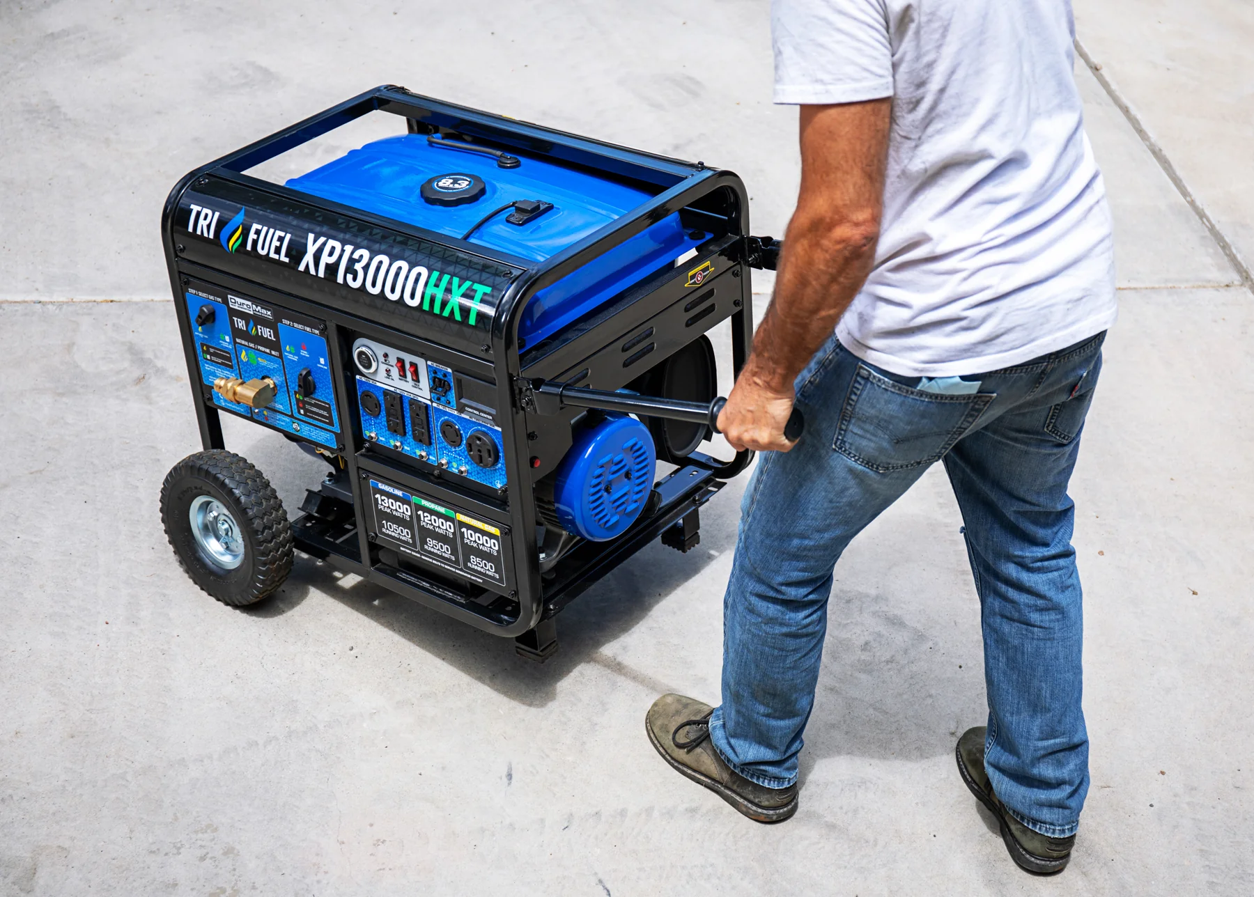 2025 Generador Portátil Trifuel 13 000 W HXT con Alerta de Monóxido de Carbono (CO)