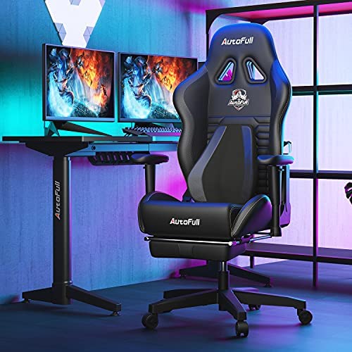 Silla de Oficina Gaming AutoFull con Soporte Lumbar Ergonómico, Estilo Racing, Cuero PU, Alta Respalda, Silla Giratoria Ajustable para PC