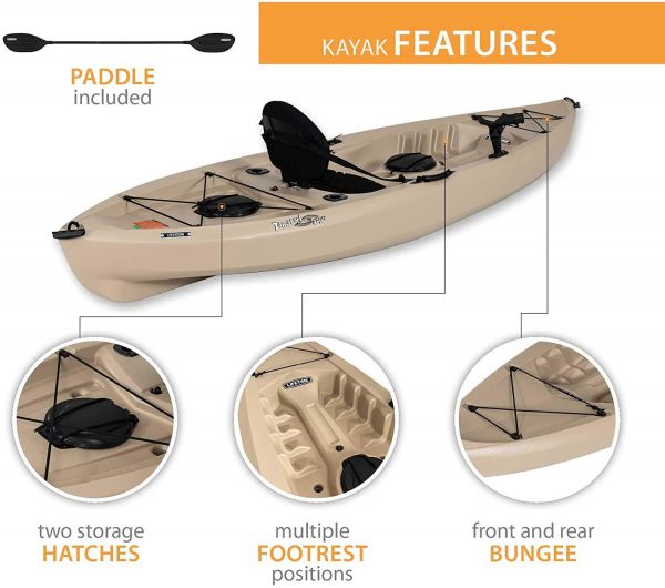 Lifetime 90806 Tamarack Angler 100 Kayak de Pesca 2 Paquetes (Remos Incluidos)