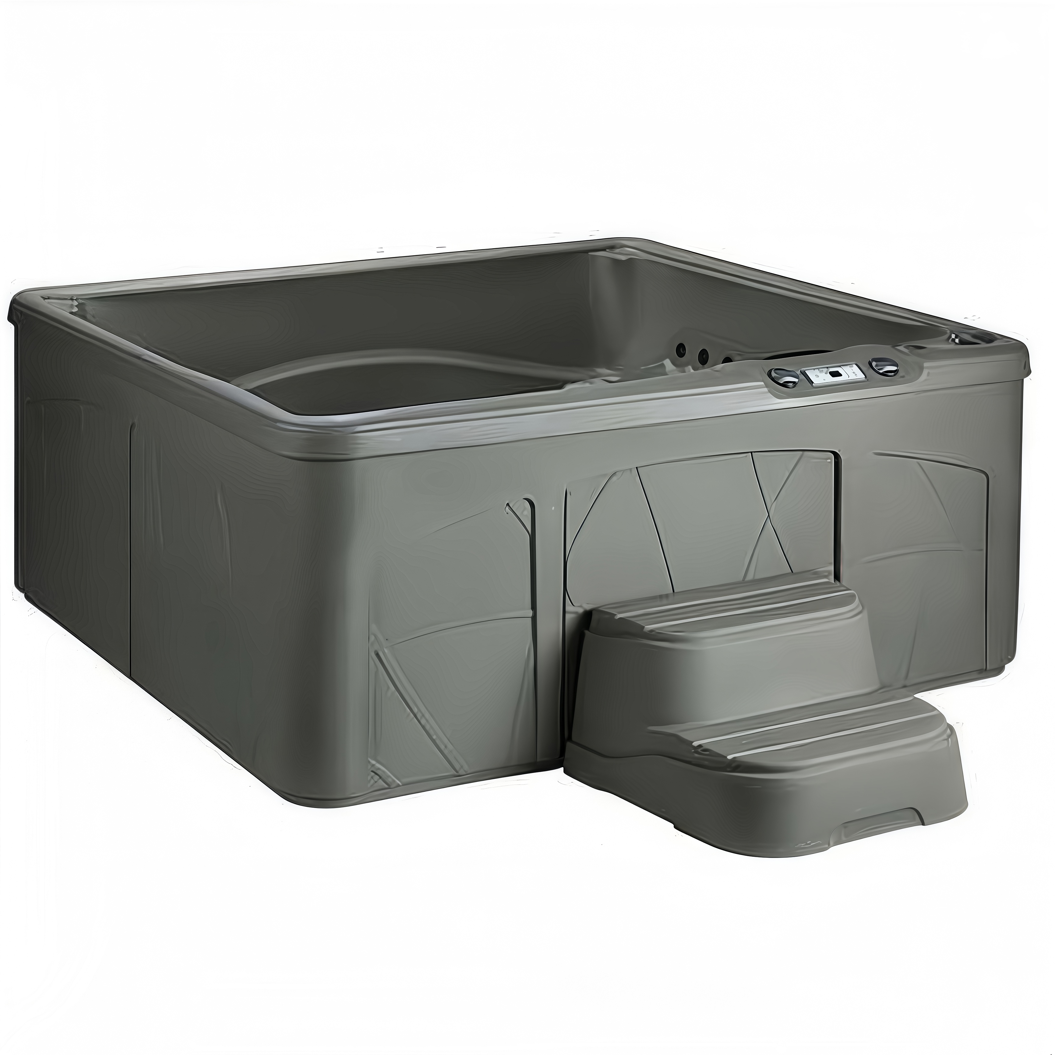 LifeSmart 2 Step Non Slip Square Spa Hot Tub Straight Steps, Taupe (Used)