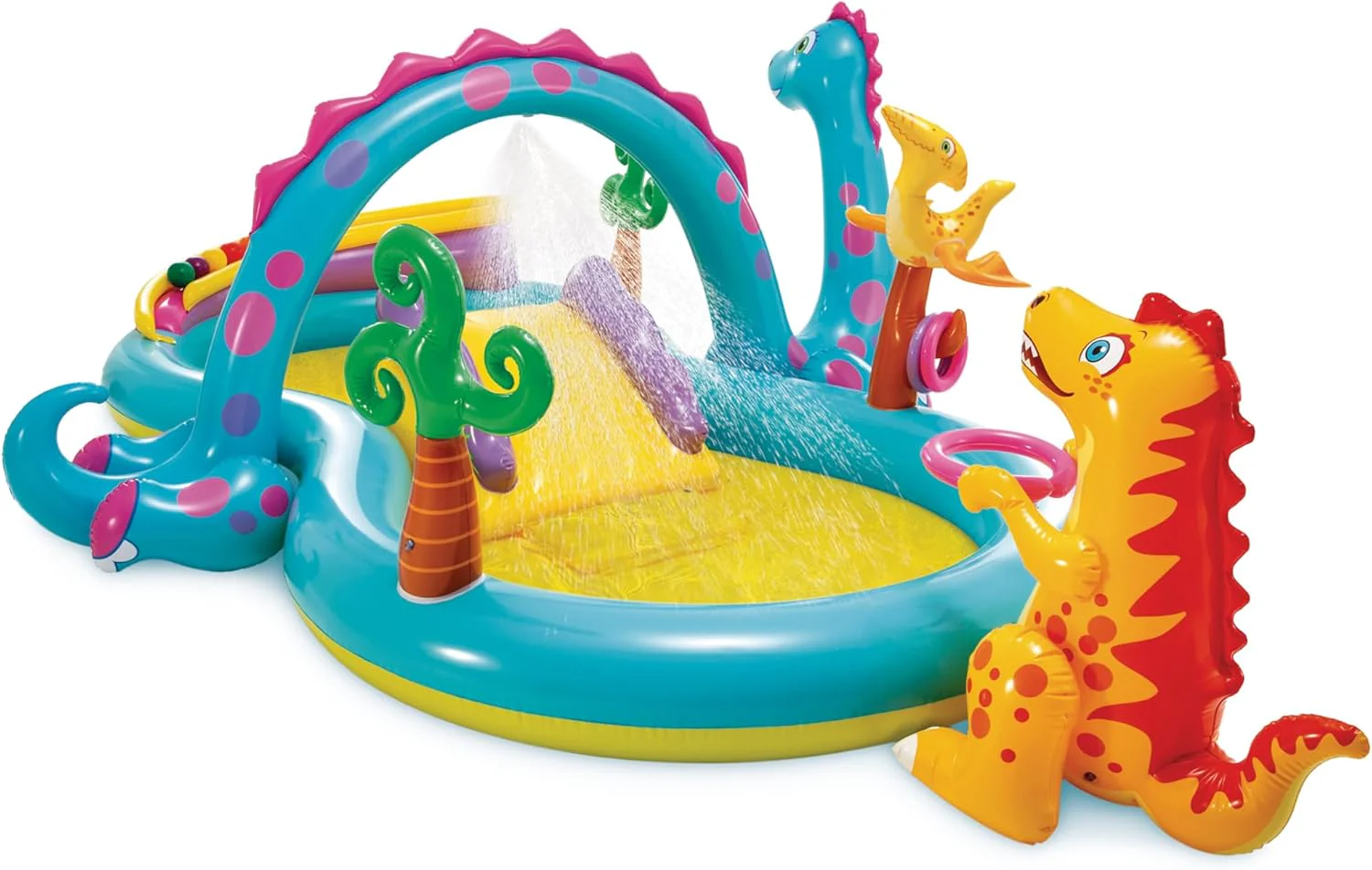 Intex Área de Juego Inflable Jungle Adventure – Piscina con Tobogán y Juegos de Agua para Niños