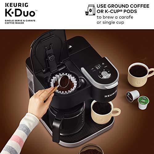 Cafetera Keurig K-Duo, de Una Taza y 12 Tazas con Cafetera de Goteo, Compatible con Cápsulas K-Cup y Café Molido, Negro