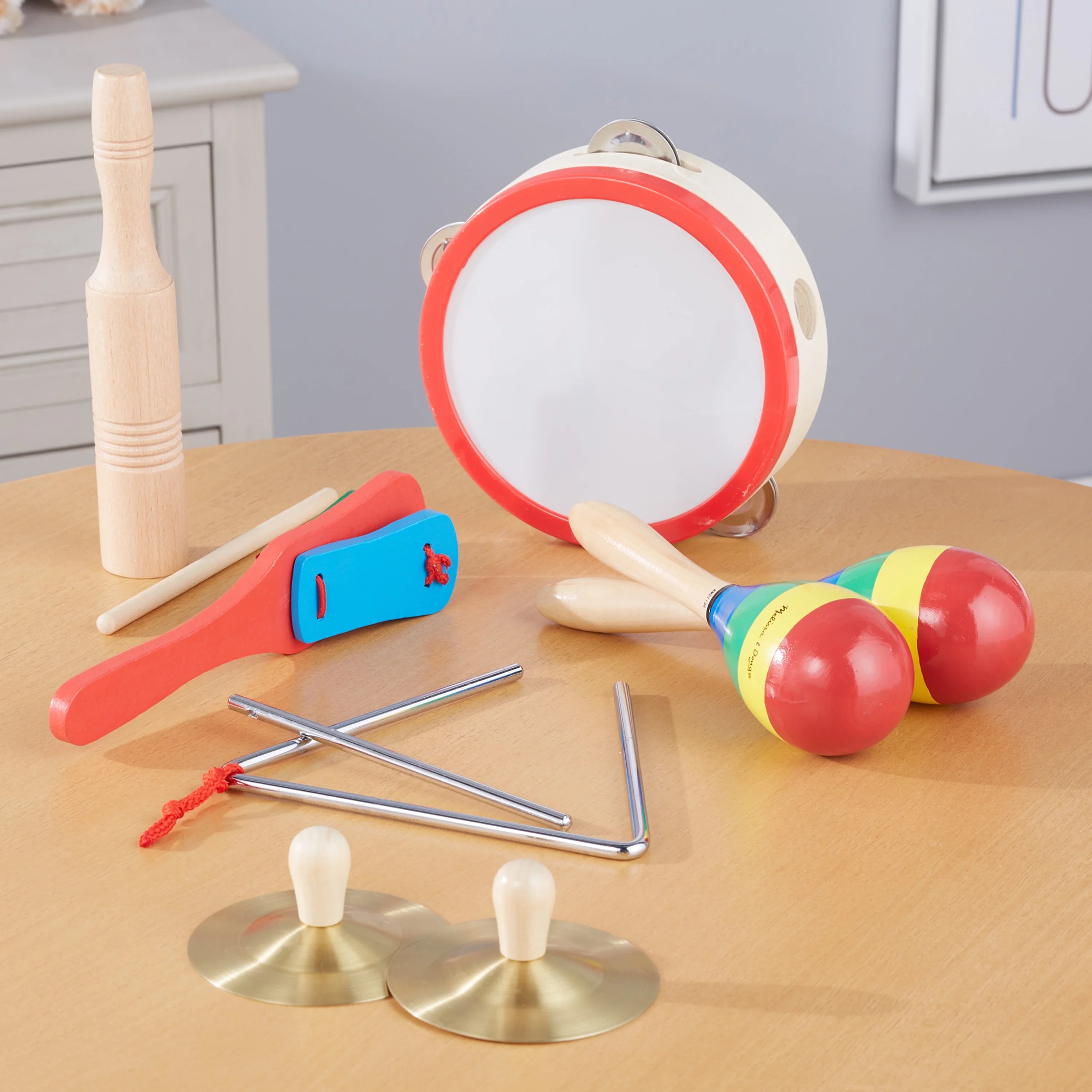 Melissa & Doug Band-in-a-Box ¡Aplaude! ¡Choca! ¡Toca! – Set de Instrumentos Musicales de 10 Piezas