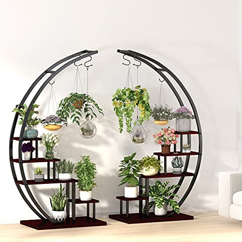 Soporte para Plantas de Metal Creativo con Forma de Media Luna, Estante Escalera para Macetas (Paquete de 2)