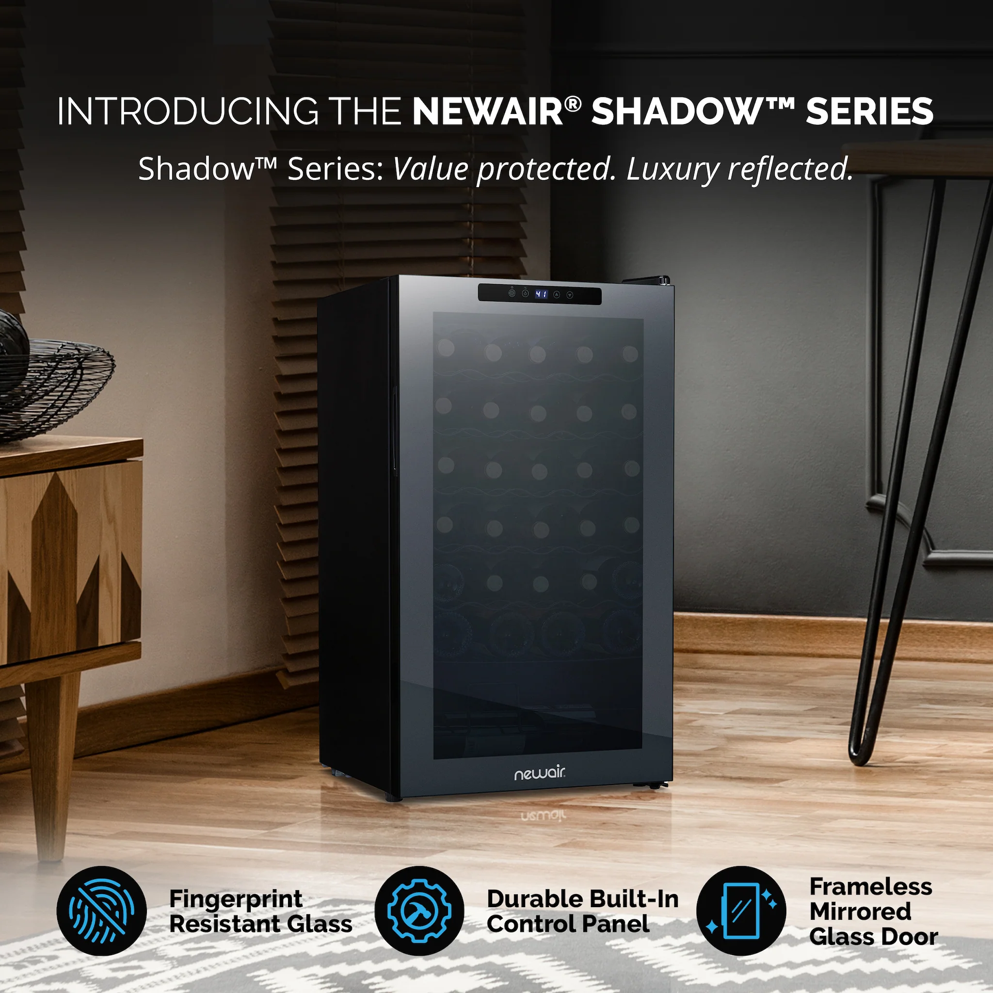 2025 Refrigerador de Vinos Independiente Newair – Negro (34 botellas)