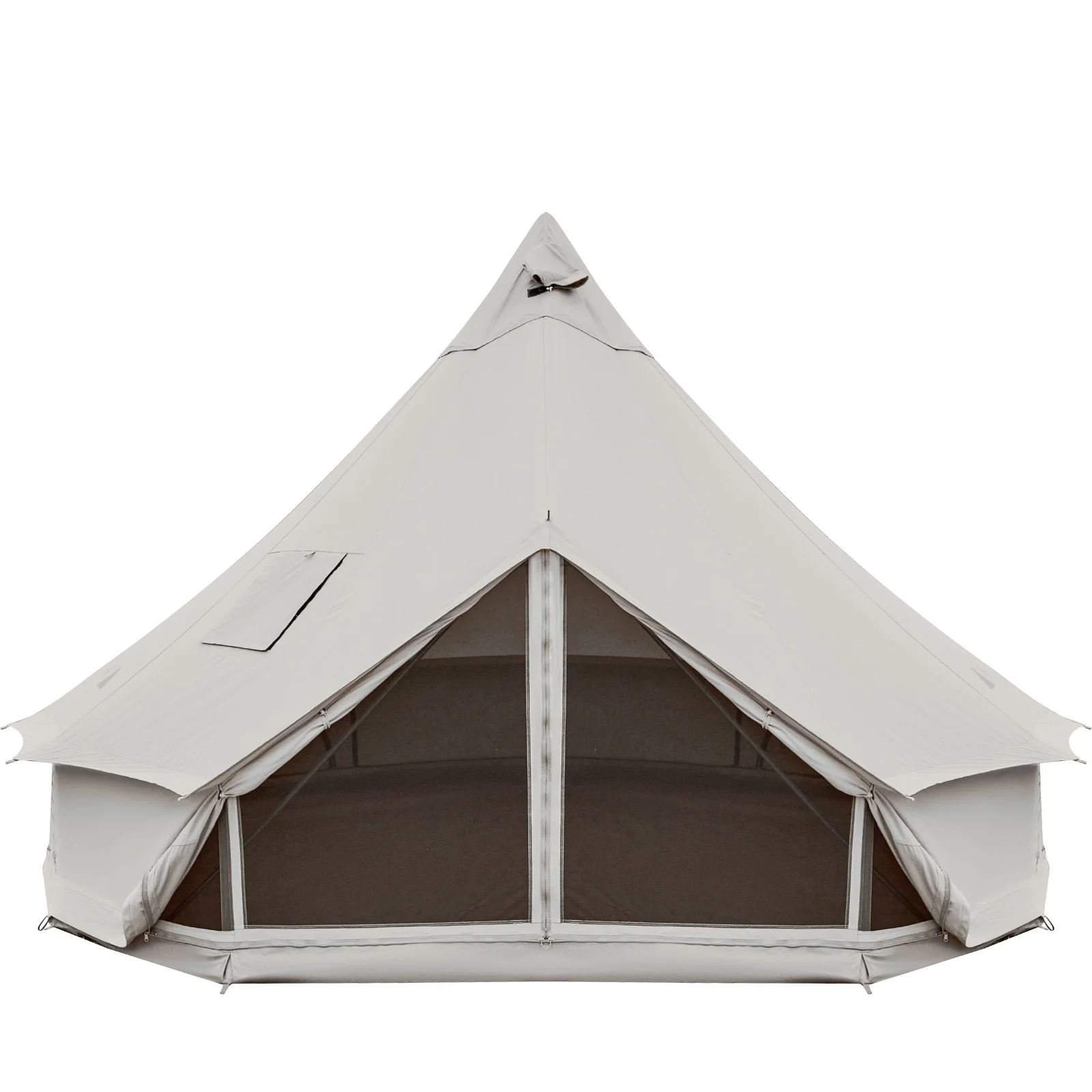 2025 KingCamp Khan 400 C – Tienda muy espaciosa para hasta 6 personas con forma clásica redonda de tipi, que aporta un encanto especial de glamping