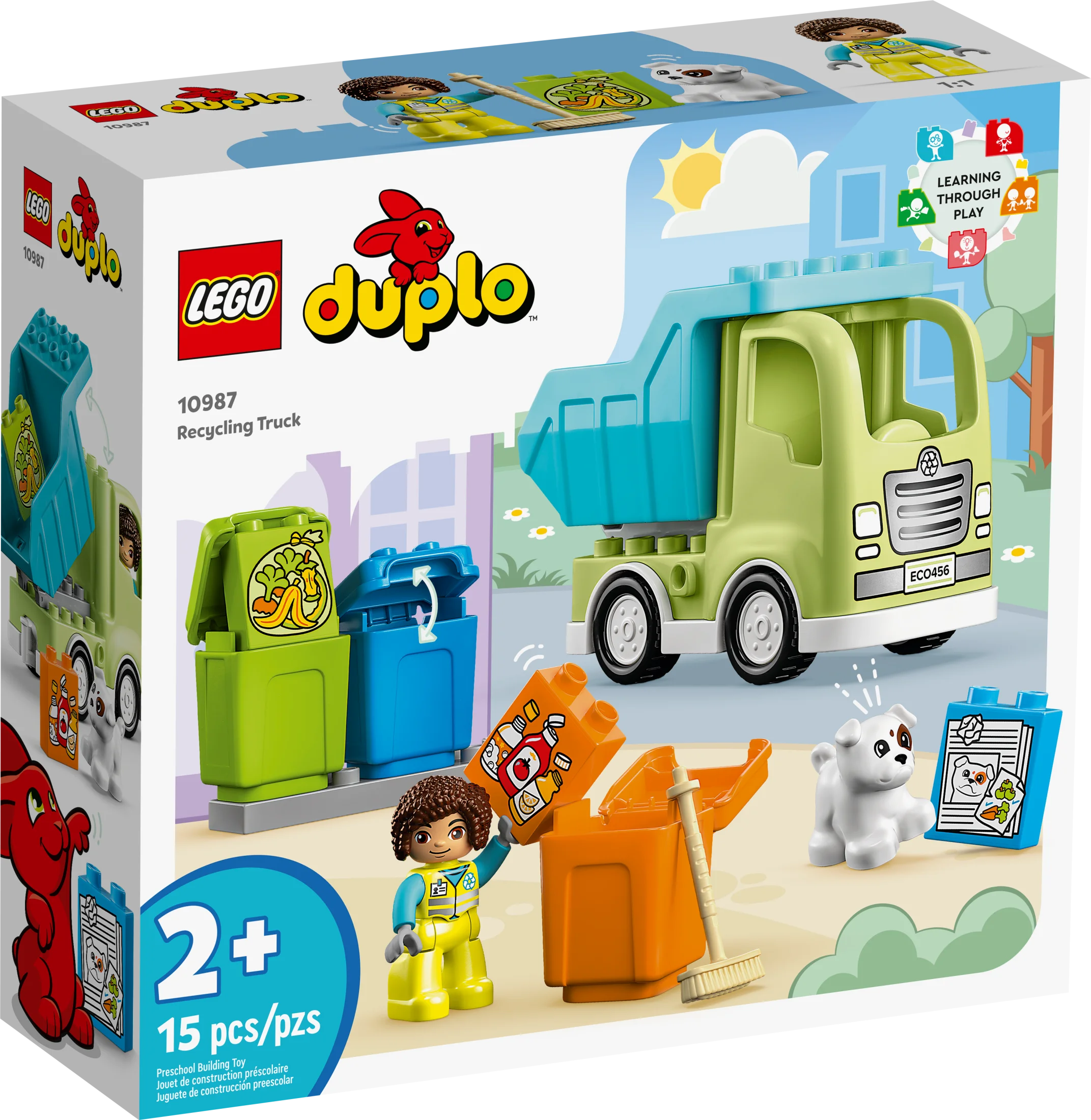 LEGO DUPLO Ciudad Camión de Reciclaje 10987, Set de Construcción de Juguete, Aprende Jugando con este Regalo Creativo STEM para Niños y Niñas de 2 Años en Adelante, Incluye 3 Contenedores para Clasificar la Basura