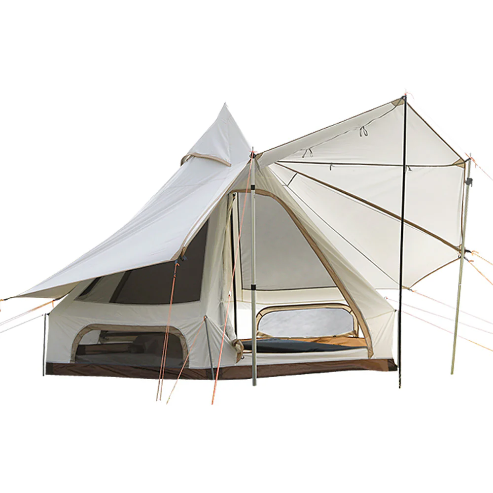 2025 KingCamp Dschingis 320 Light – Tienda tipi para 2 personas con 3,2 m de diámetro, 3000 mm de columna de agua y toldos solares modulares para glamping y festivales