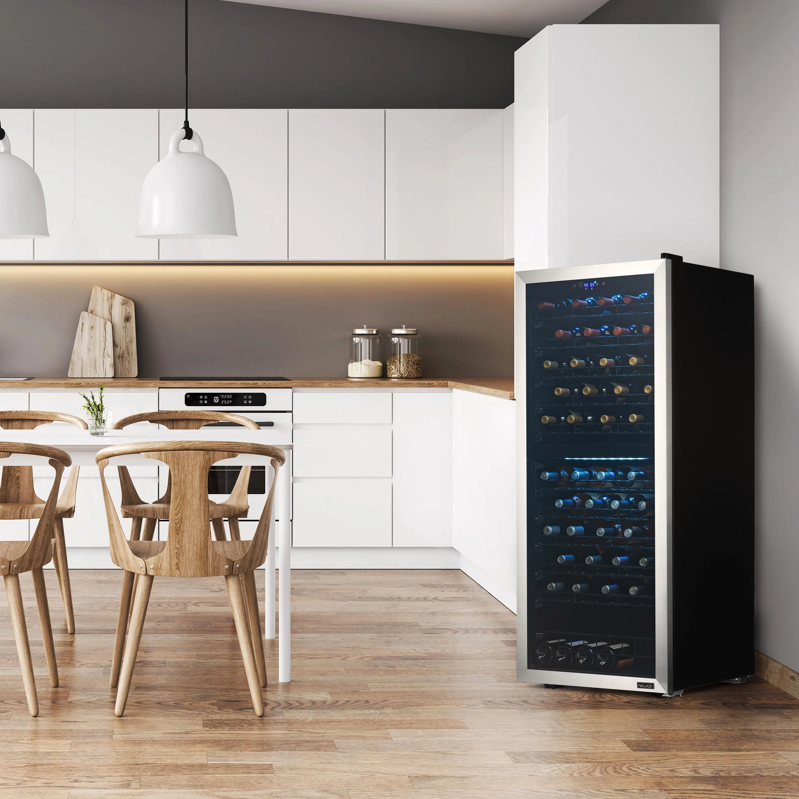 2025 Refrigerador de Vinos Independiente Newair® de Acero Inoxidable – 98 Botellas – 23
