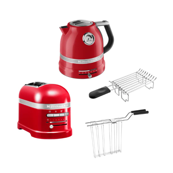 2025 Set de desayuno KitchenAid Artisan con hervidor 5KEK1522, tostadora de 2 ranuras 5KMT2204 y soporte para panecillos