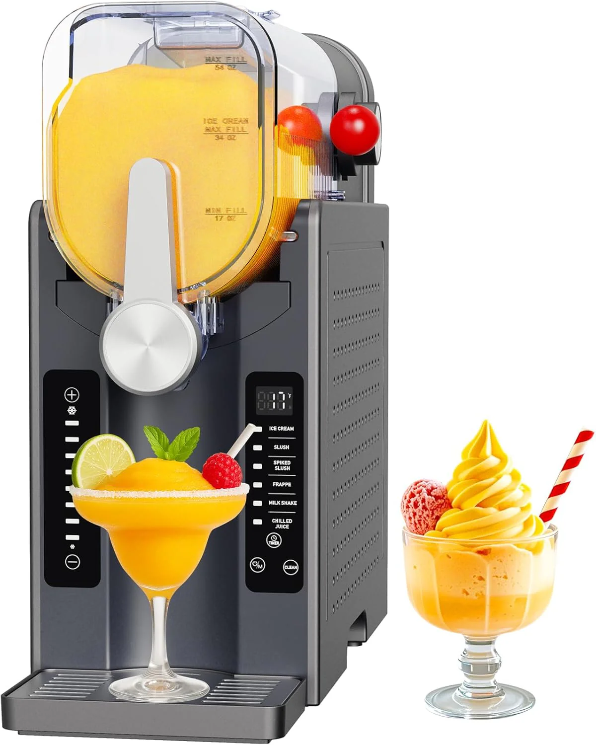 2025 Máquina para granizados UJR – Slushy Maker todo en uno sin hielo, con pantalla de temperatura en tiempo real, autolimpieza y 6 modos preestablecidos | Margaritas, cócteles, frappés, helados, smoothies, batidos