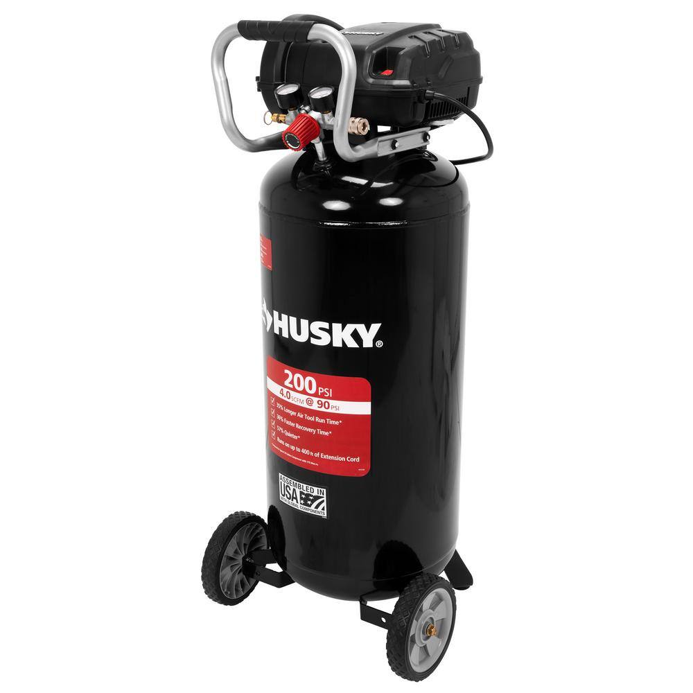 2025 Compresor de aire eléctrico portátil vertical Husky 20 galones, 200 PSI, sin aceite – Modelo C202H