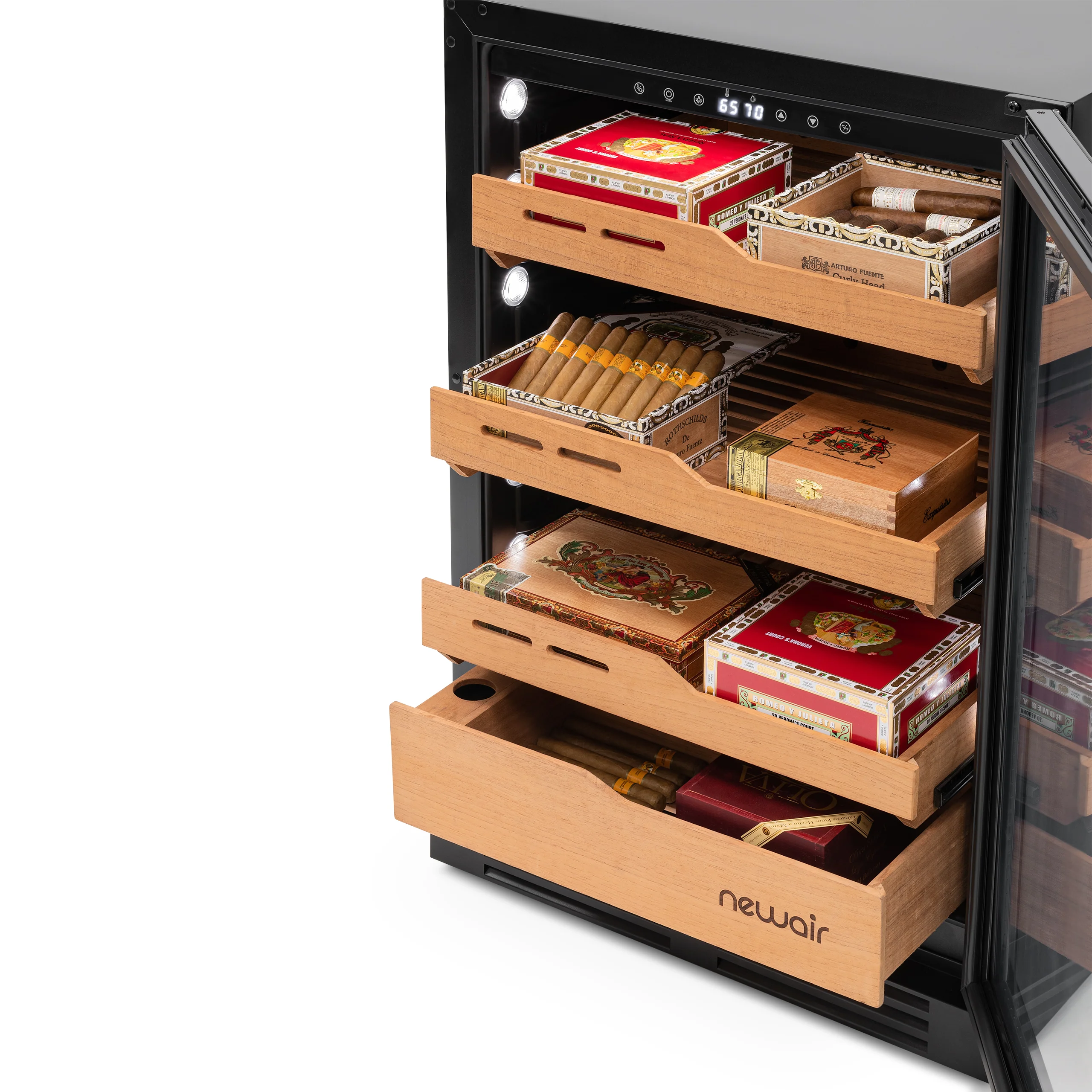 2025 Humidor eléctrico para puros Newair®, capacidad para 1,500 puros, empotrable o independiente
