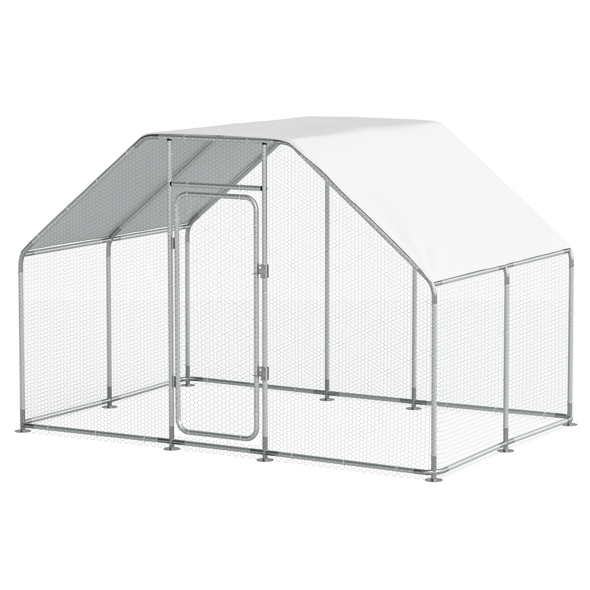 2025 Gran Jaula de Metal para Pollos en Espiral con Cubierta Impermeable y Anti-UV para Exteriores – Capacidad para 16 Aves