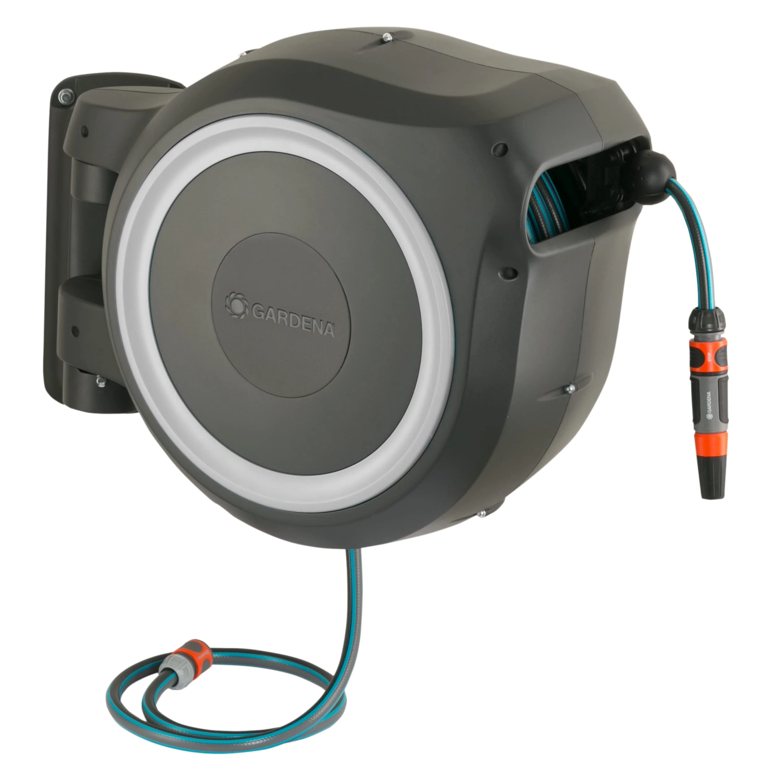 2025 Caja para Manguera de Pared Gardena RollUp M/L (Blanco) 25 m: Riego Flexible para Jardines Medianos y Grandes, Caja Giratoria con Manguera de 25 m y Accesorios de Montaje (18622-20)