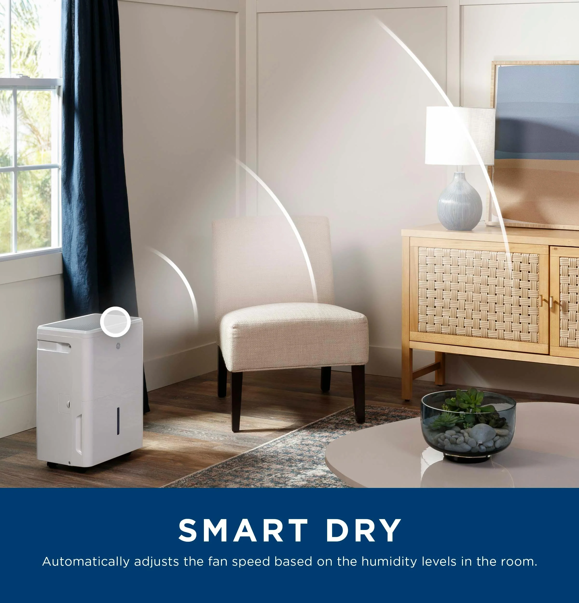 2025 Deshumidificador Portátil GE Energy Star® de 35 Pintas con Función Smart Dry para Espacios Muy Húmedos