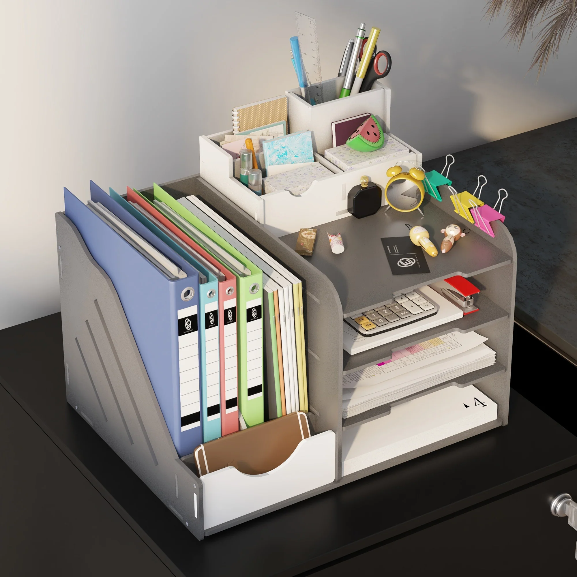 Archivador Móvil de Acero con 2 Cajones y Cerradura, Mueble de Oficina para Debajo del Escritorio, Negro