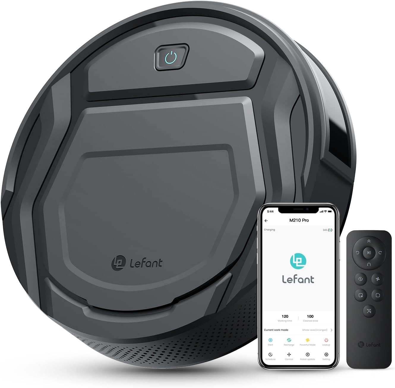 Robot Aspirador LEFANT M210 Pro 2200Pa, 120 Minutos de Autonomía, WiFi/App/Alexa, Sensor Mejorado Anti-Colisión y Anti-Caída, Navegación Inteligente, Delgado y Silencioso, 6 Modos de Limpieza