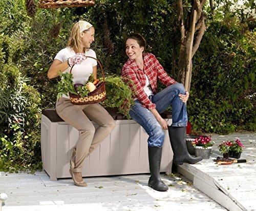 Keter Novel Caja de Almacenamiento Plástica para Deck, Mueble de Patio Exterior, 90 Gal, Marrón