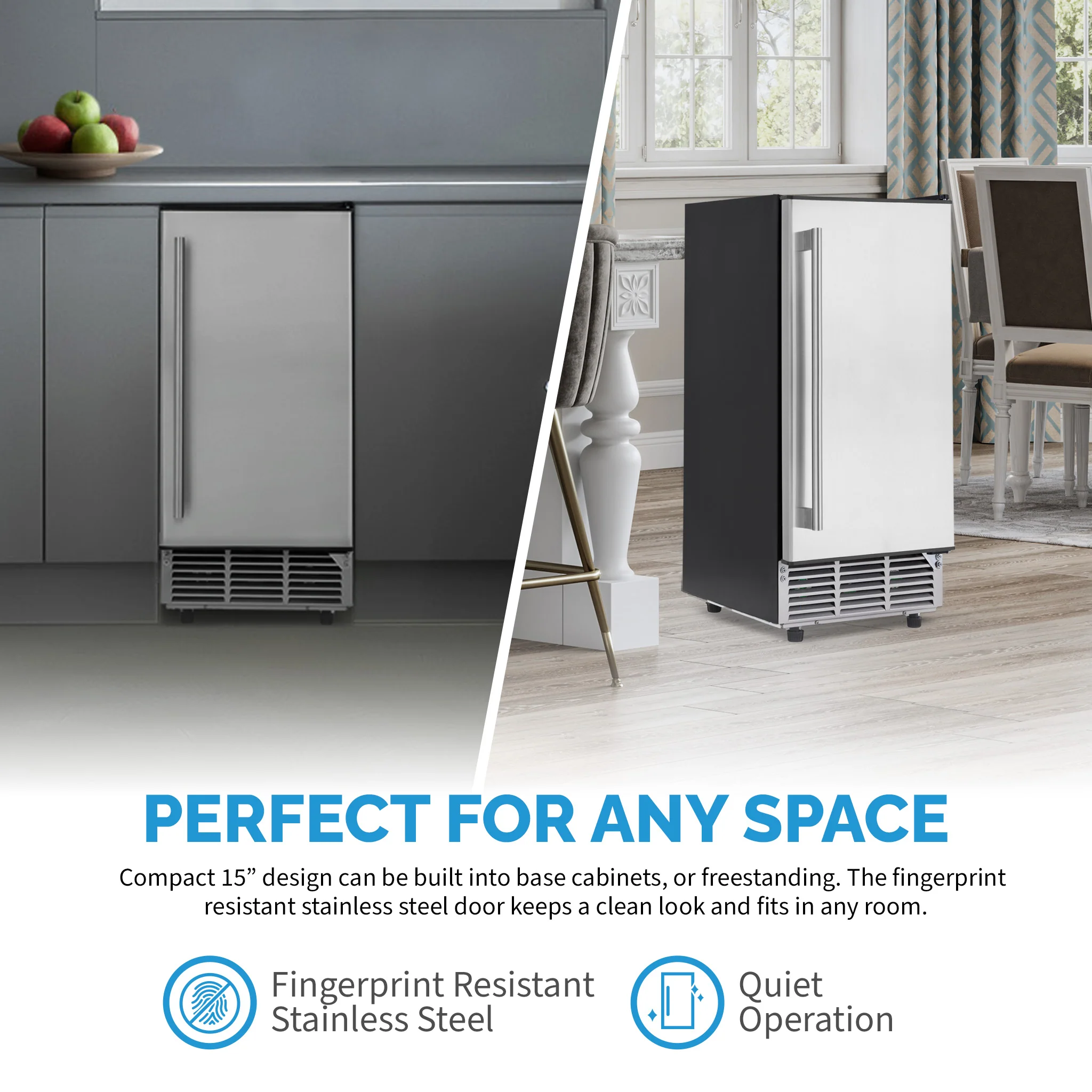 2025 Máquina de Hielo Empotrable Newair® para el Hogar – Hielos Transparentes, 80 lb/día – Acero Inoxidable