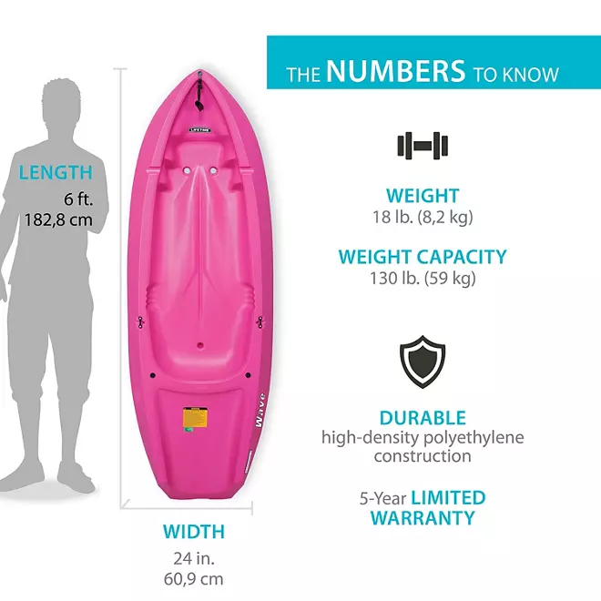 2025 Lifetime Wave Kayak Juvenil 6' con Remo Incluido