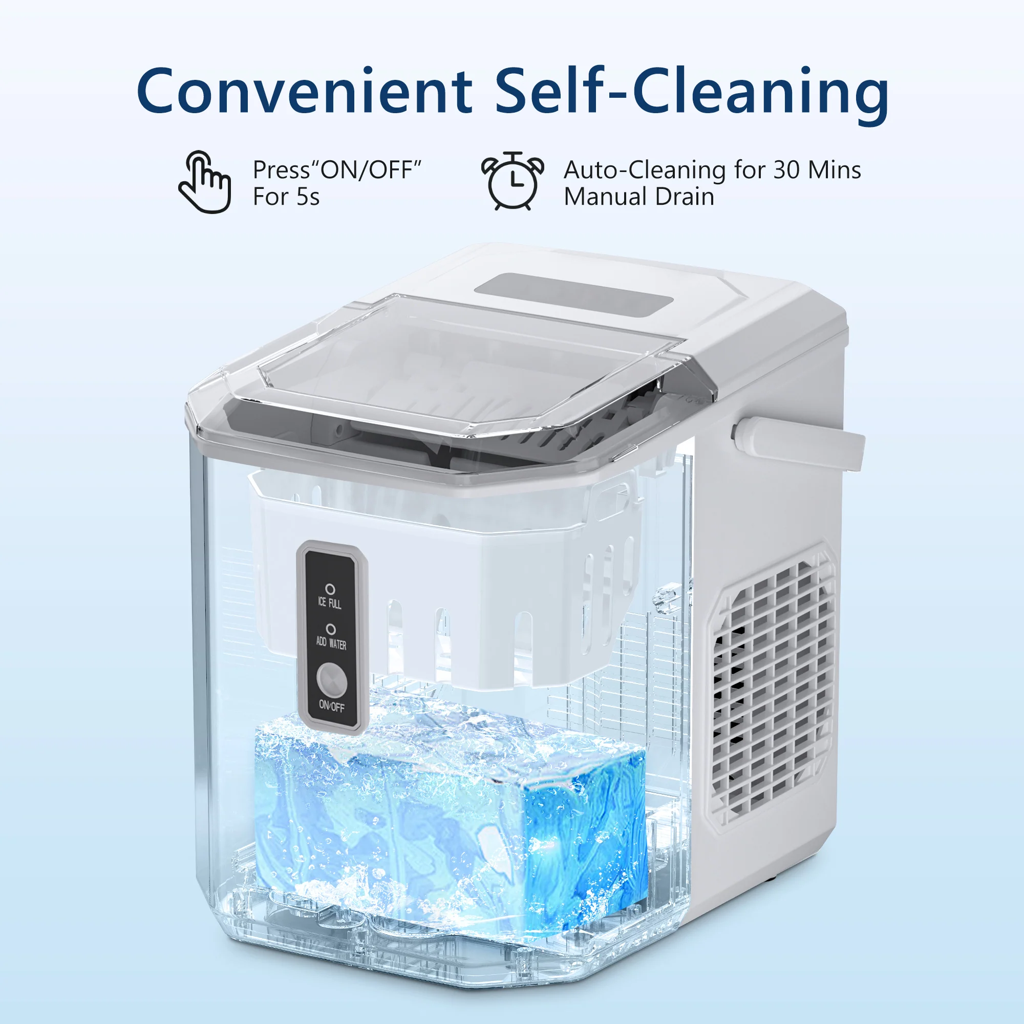2025 Máquina de hielo de encimera EUHOMY – 12 kg/24 h, portabilidad incomparable