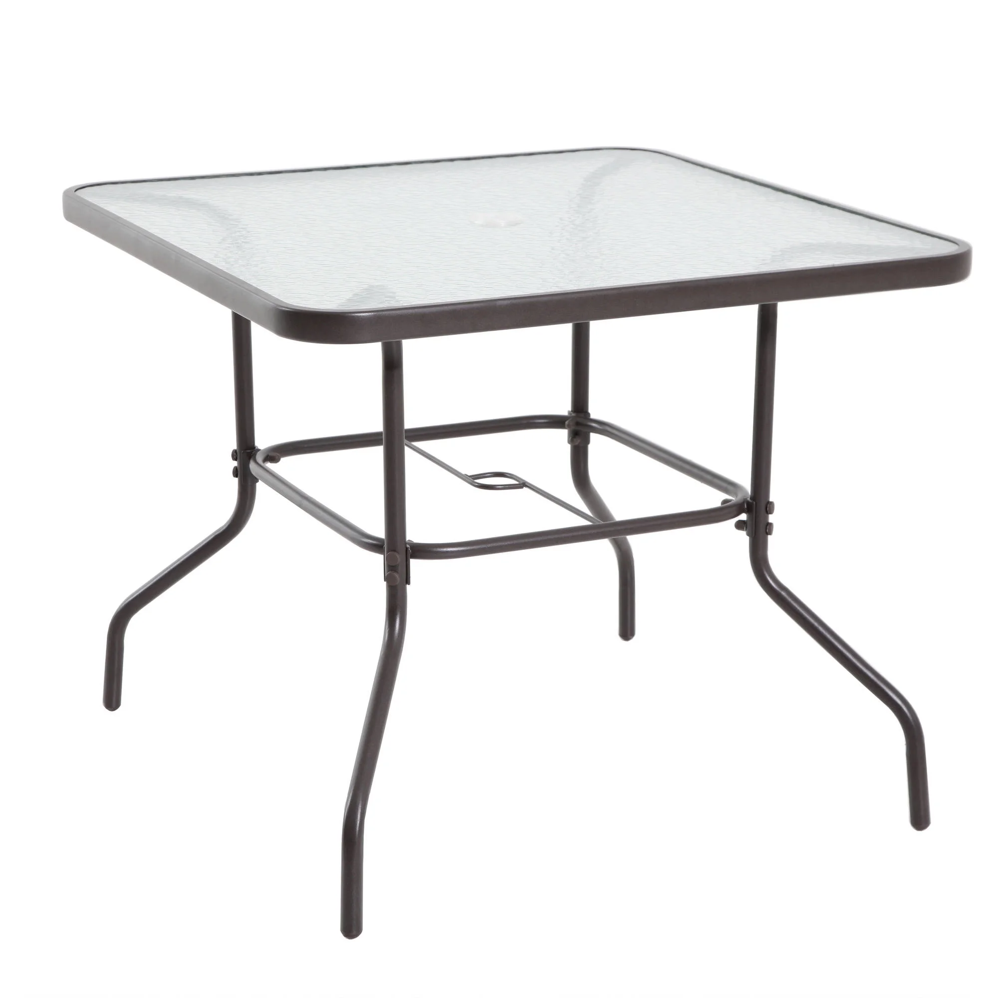2025 Juego de comedor exterior Mainstays Albany Lane de 6 piezas con sombrilla, acero, rojo