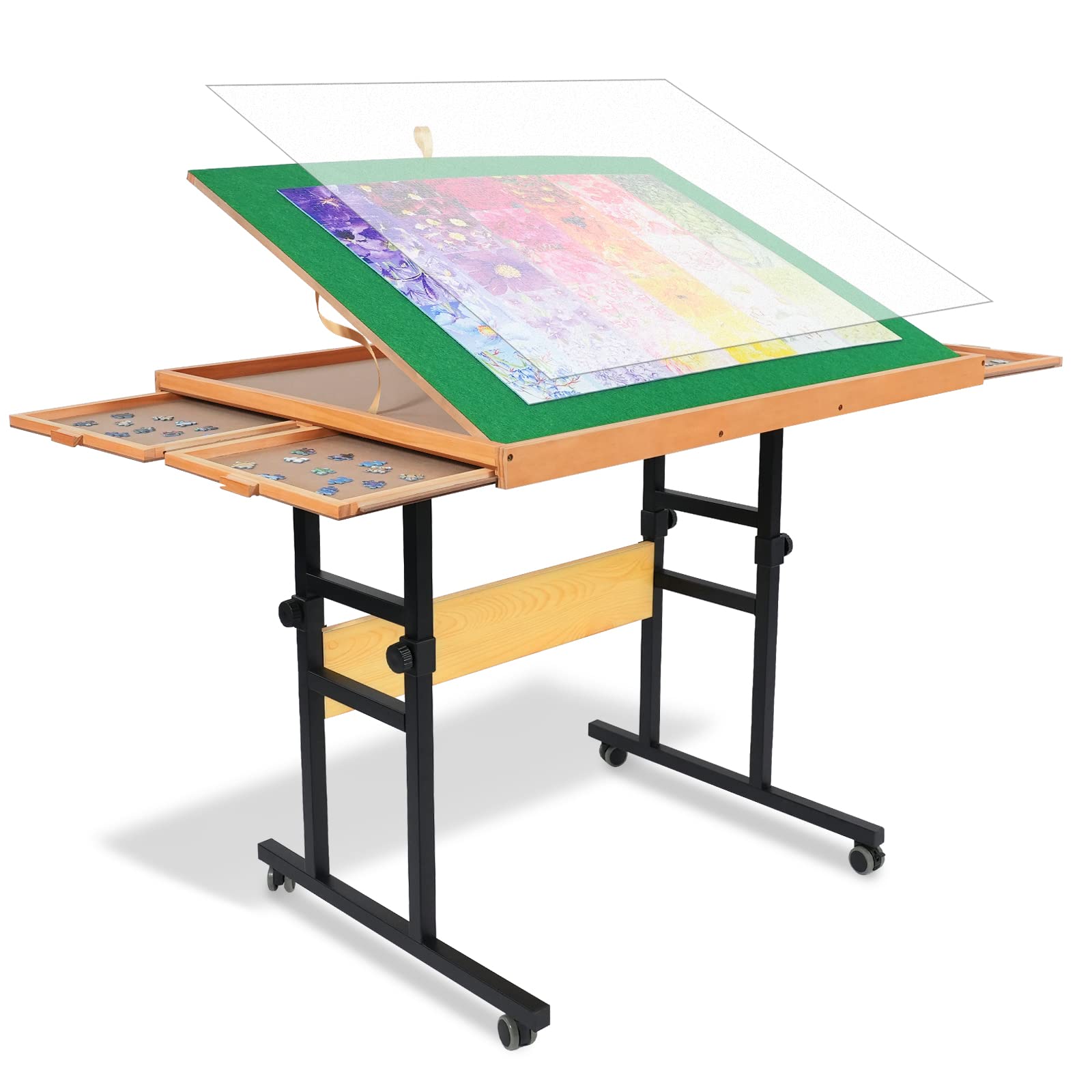 2025 ALL4JIG Mesa Ajustable Portátil con 3 Ángulos Inclinados y Cajones