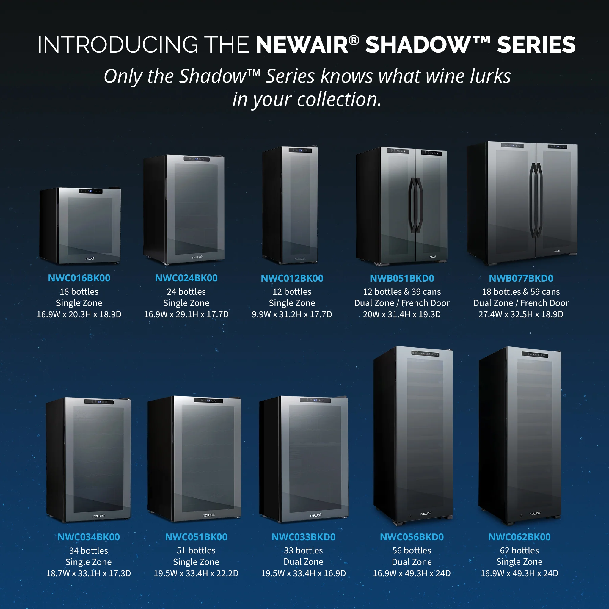 2025 Newair® Refrigerador de Vinos Independiente Negro – 62 Botellas – 16,9