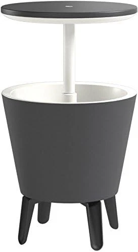 2025 Keter Modern Cool Bar Mueble de Exterior para Patio y Mesa Auxiliar para Spa Gris