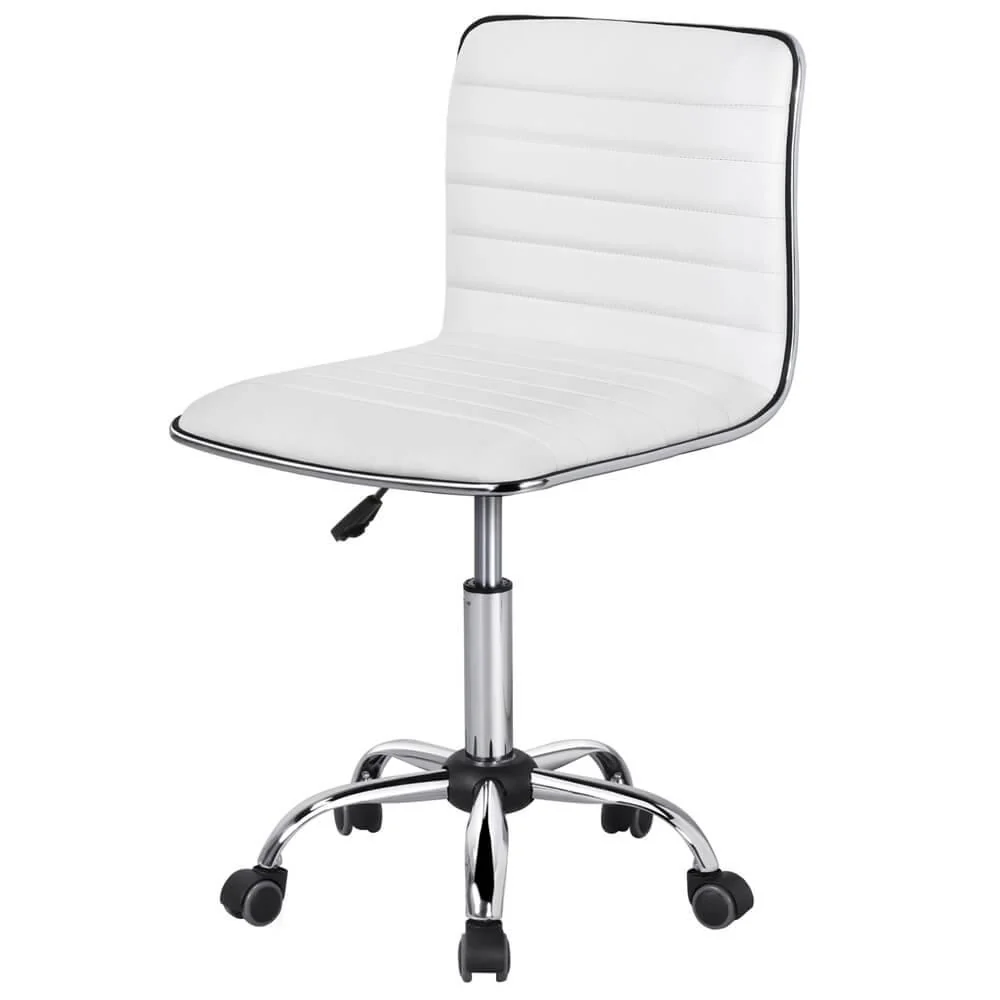 Silla de Oficina Yaheetech de Cuero PU, Respaldo Bajo, Altura Ajustable 41,5-56,5 cm