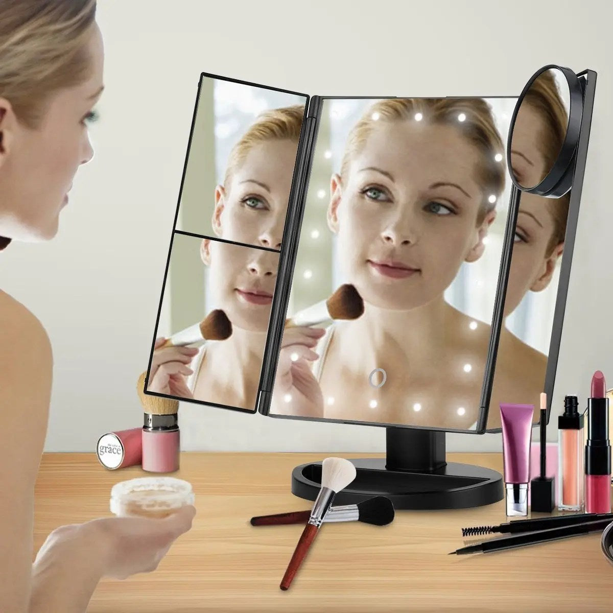 Espejo de Maquillaje con Luz – Espejo Inteligente de Tocador con Luces y Aumento 10X