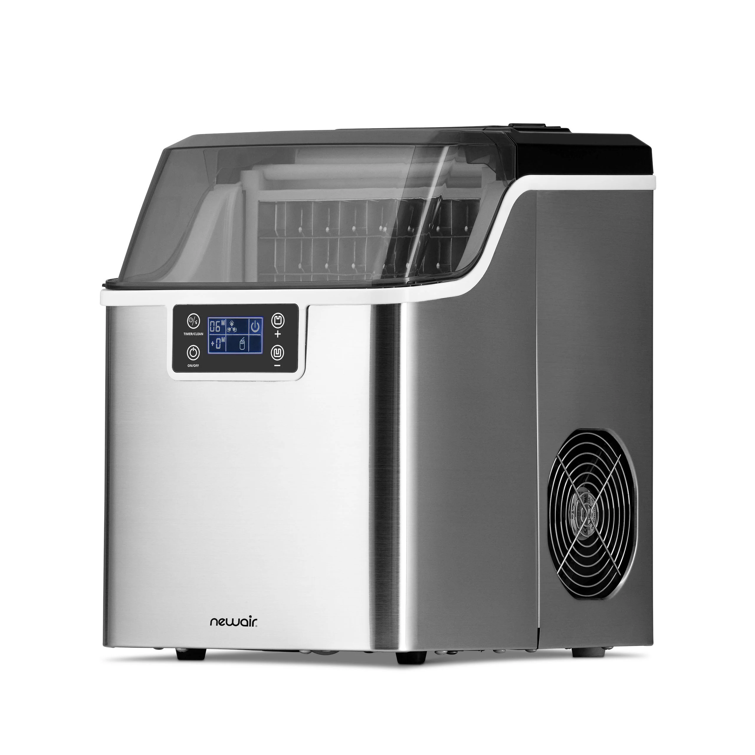 2025 Máquina de Hielo de Encimera Newair® – Cubos de Hielo Transparentes, Acero Inoxidable
