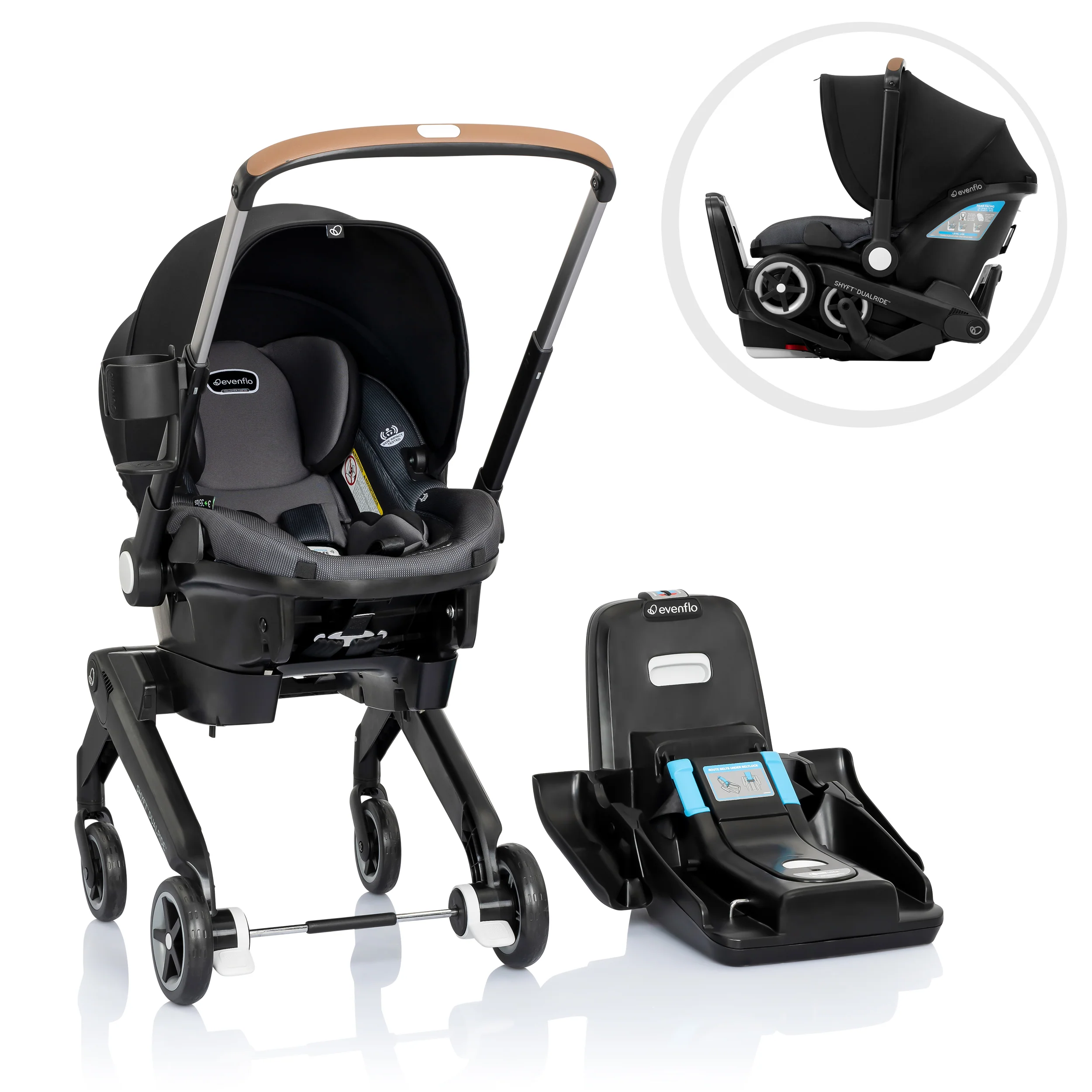 2025 Shyft DualRide: Combo asiento de coche para bebé y cochecito con almacenamiento Carryall